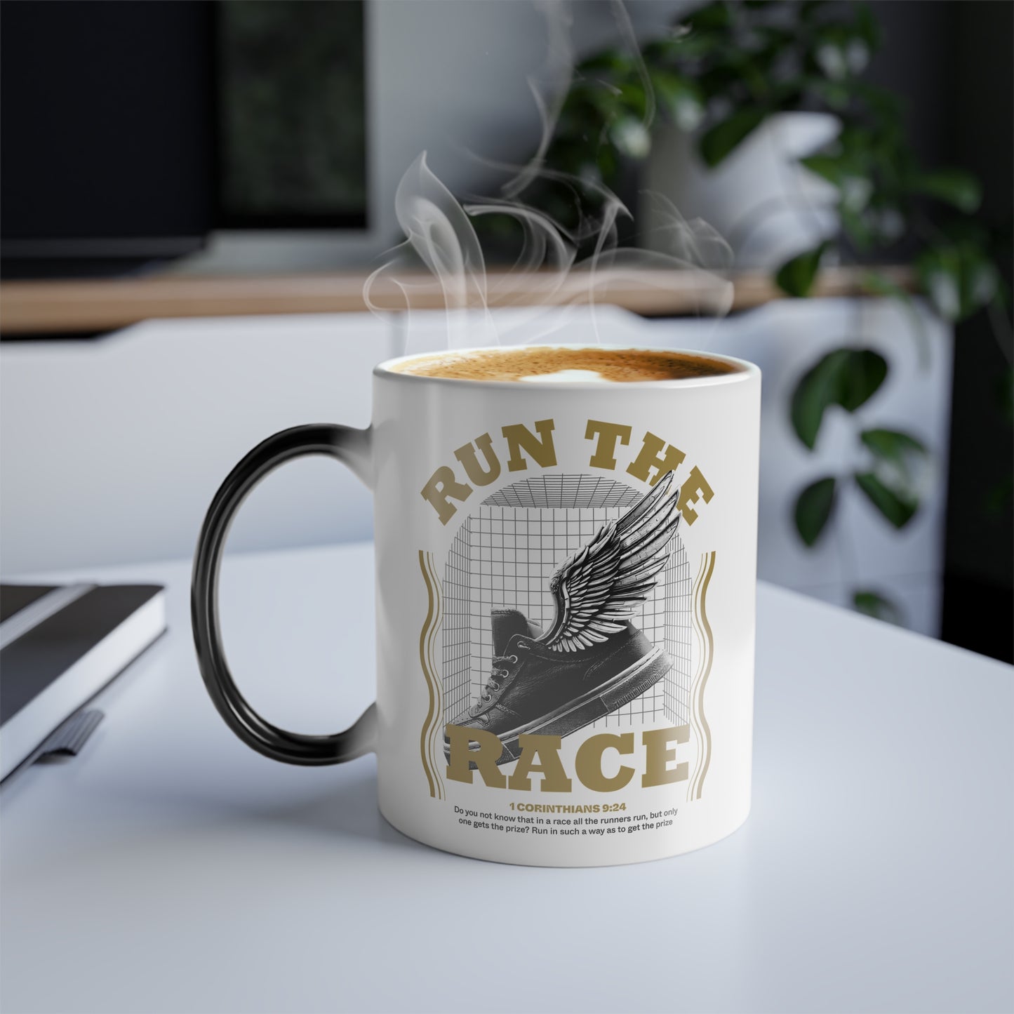 "Run The Race" Unisex 11oz Coffee Color Morphing Mug - The Shield of Light