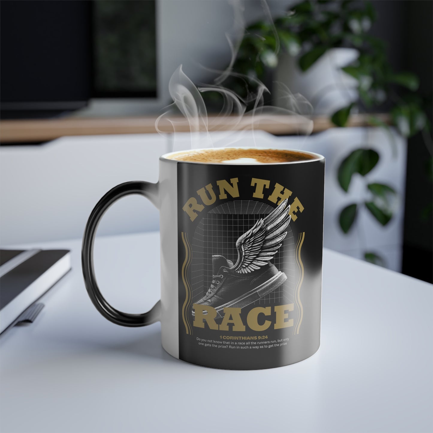 "Run The Race" Unisex 11oz Coffee Color Morphing Mug - The Shield of Light