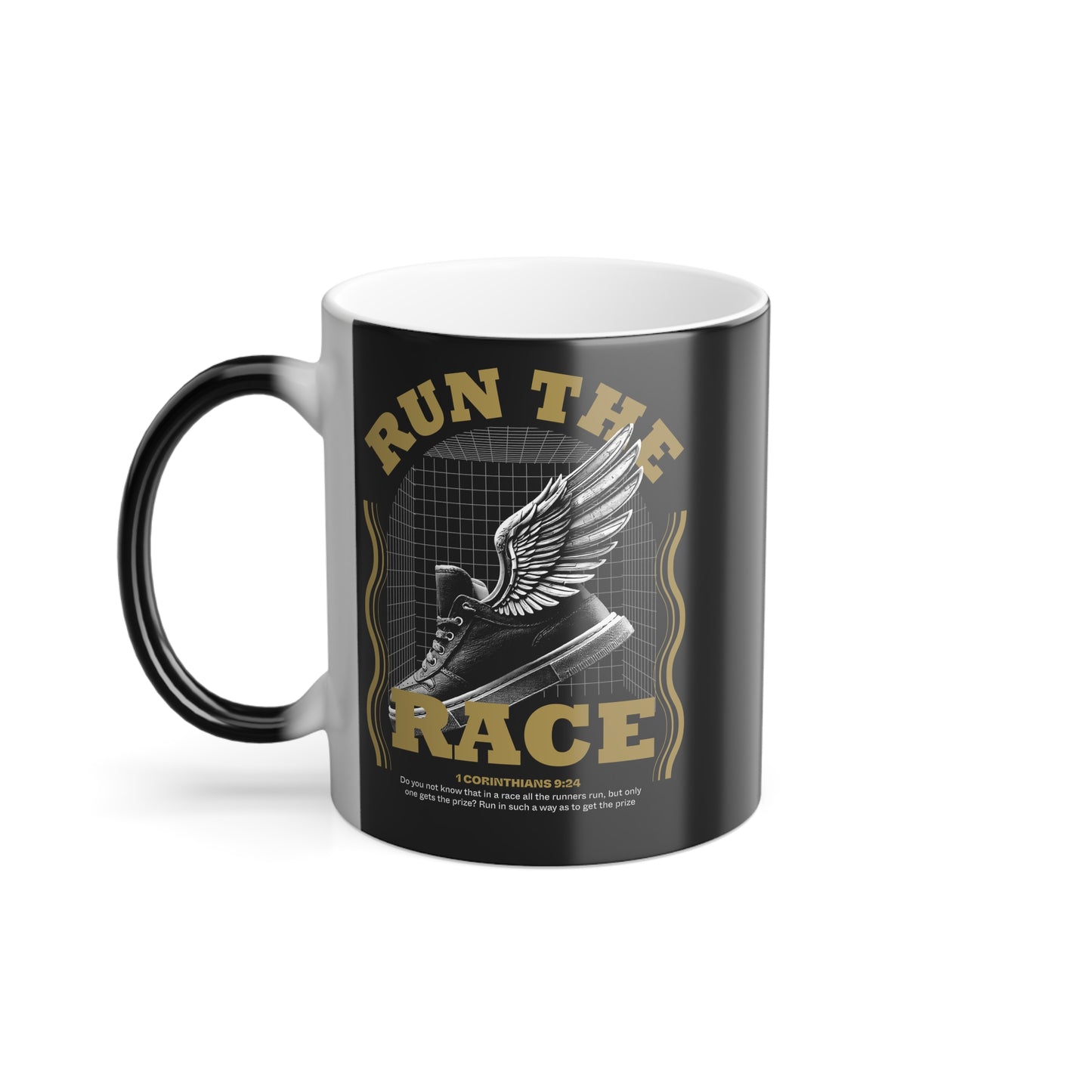 "Run The Race" Unisex 11oz Coffee Color Morphing Mug - The Shield of Light