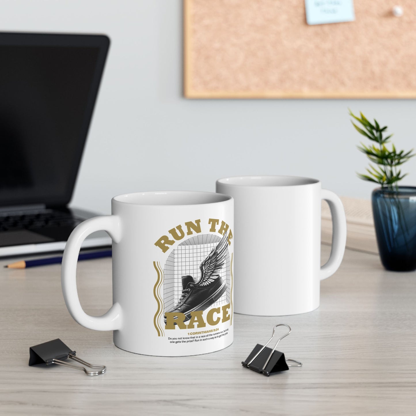 "Run The Race" Unisex Ceramic Mug 11oz/15oz, - The Shield of Light