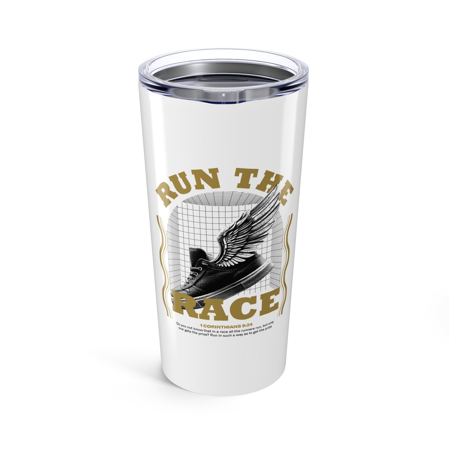 "Run The Race" Unisex Inspirational 20oz Tumbler Travel Cup - The Shield of Light