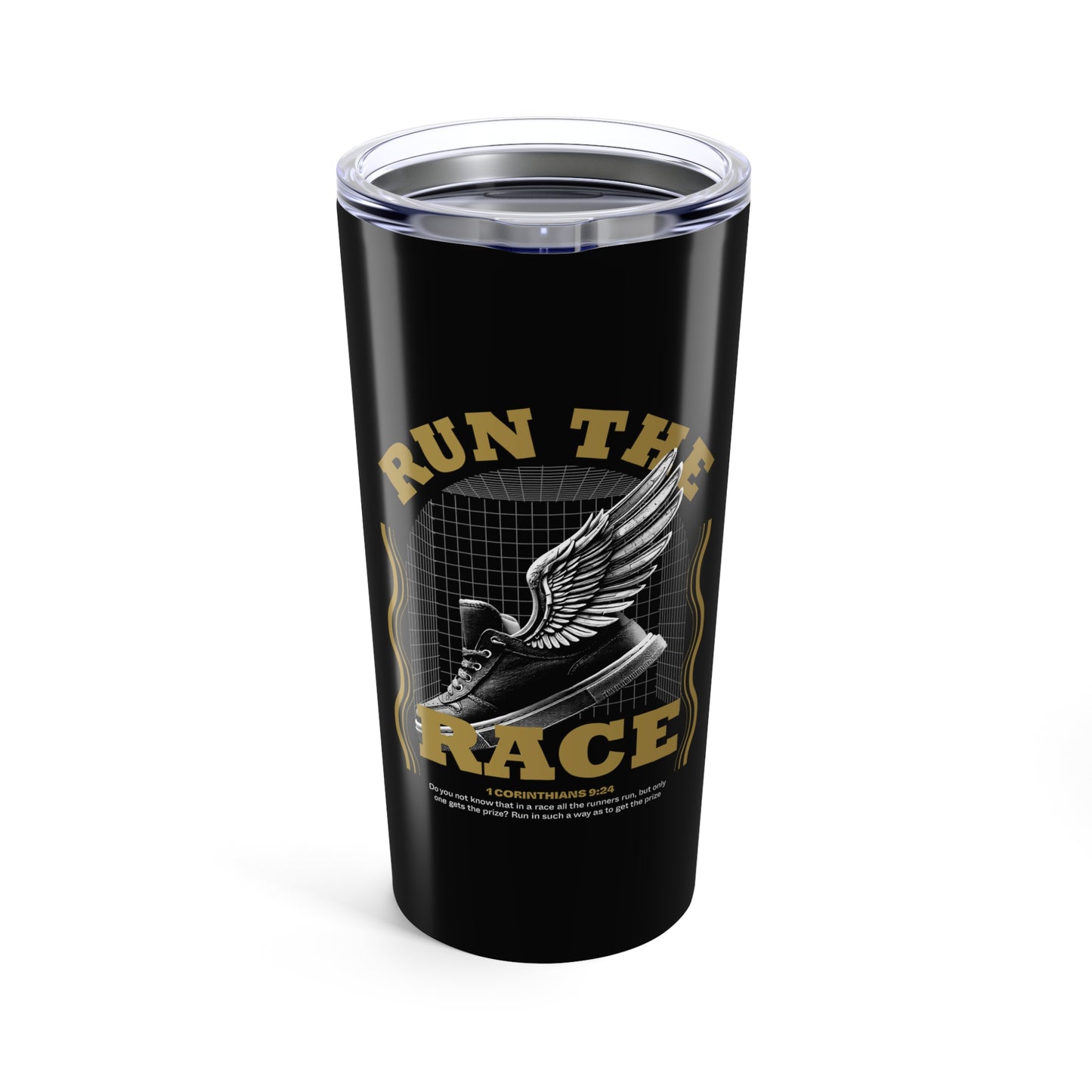 "Run The Race" Unisex Inspirational 20oz Tumbler Travel Cup - The Shield of Light