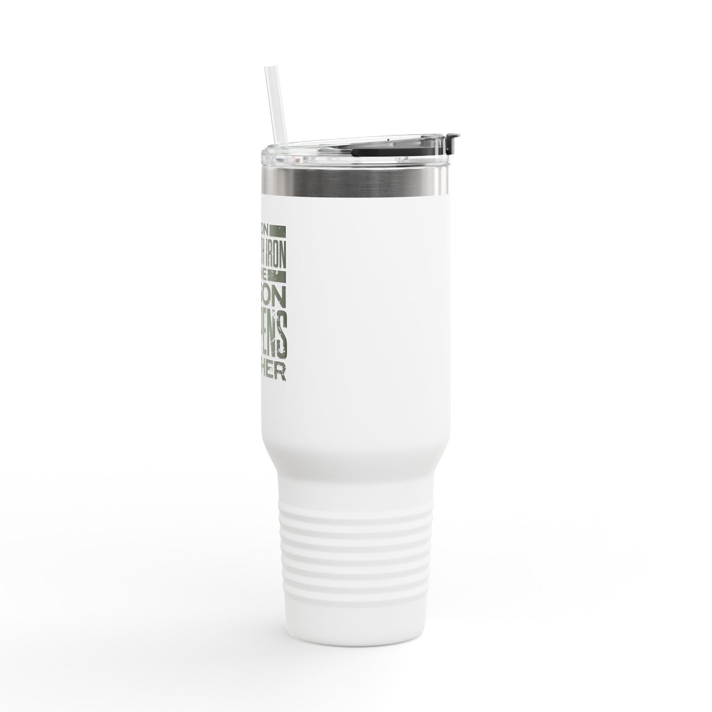 "As Iron Sharpeneth Iron So One Person Sharpens Another" Unisex Insulated Travel Mug, 40oz - The Shield of Light