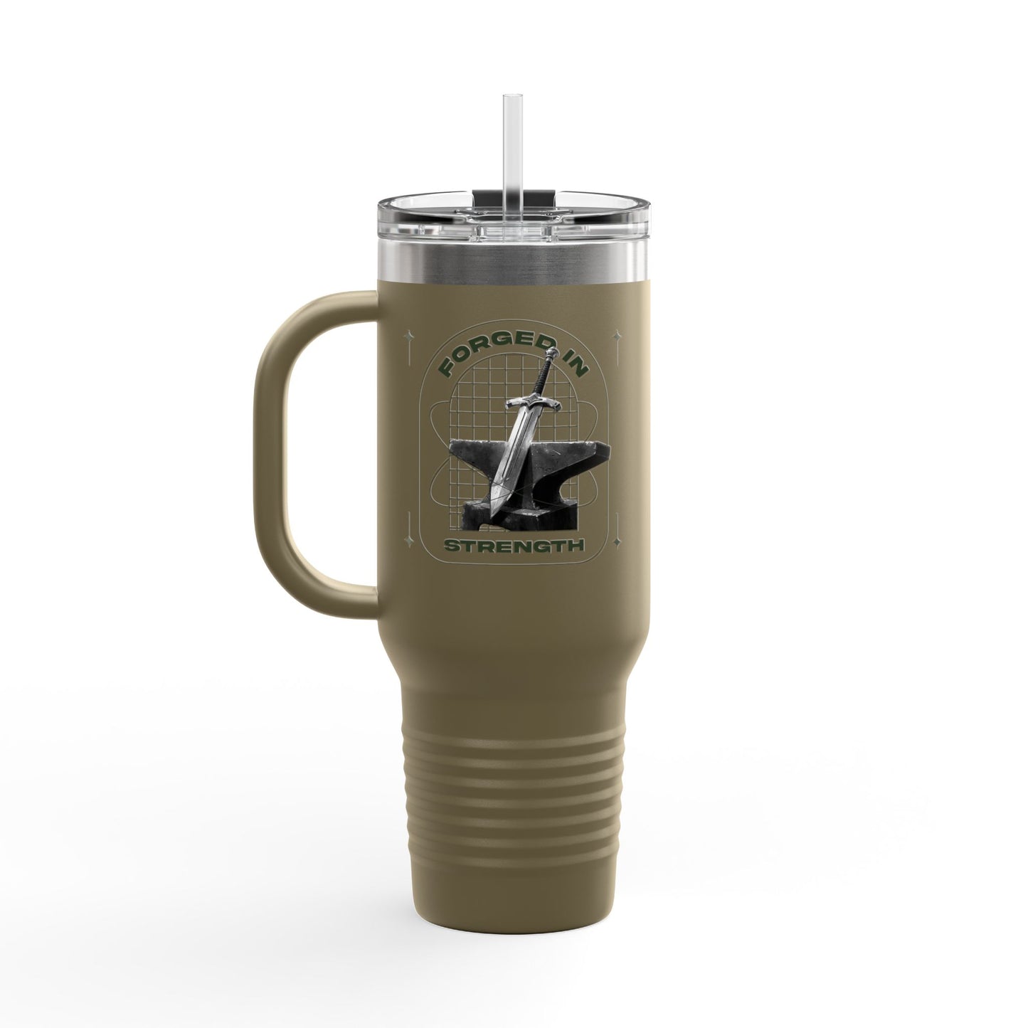 "Forged In Strength" Unisex Insulated Travel Mug, 40oz - The Shield of Light