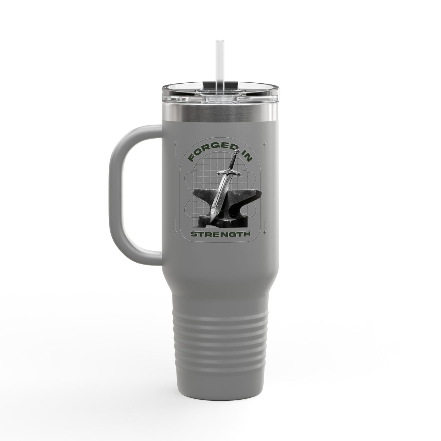 "Forged In Strength" Unisex Insulated Travel Mug, 40oz - The Shield of Light