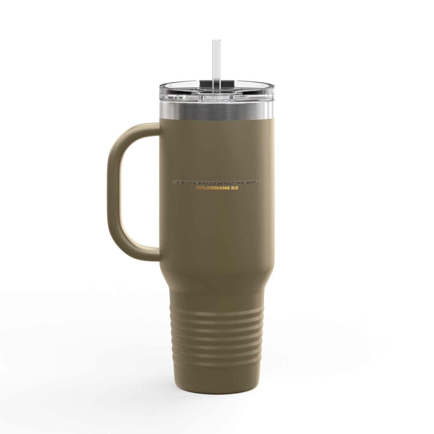 "Live By the Kingdom Not the World Colossians 3:2" Unisex Insulated Travel Mug, 40oz - The Shield of Light