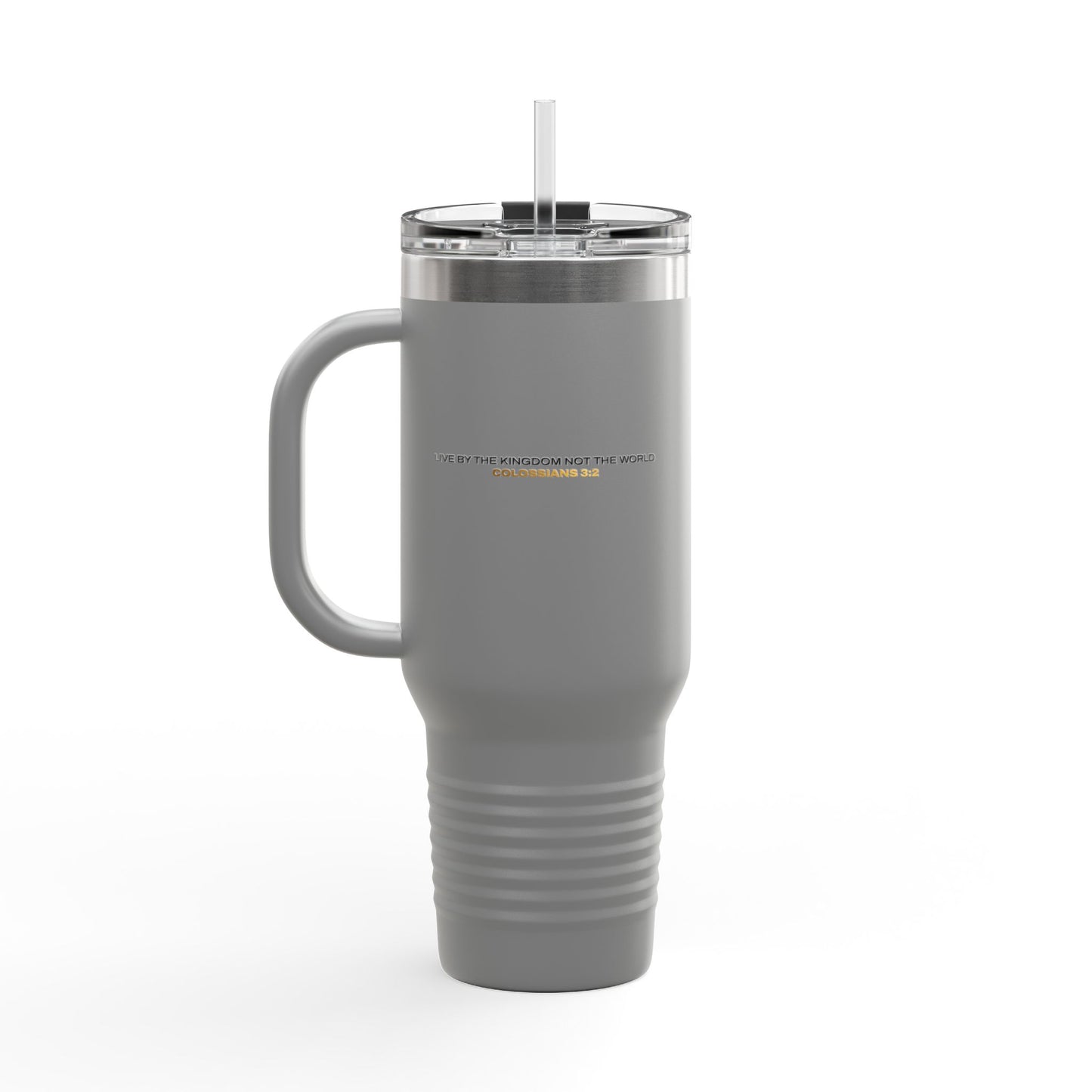 "Live By the Kingdom Not the World Colossians 3:2" Unisex Insulated Travel Mug, 40oz - The Shield of Light