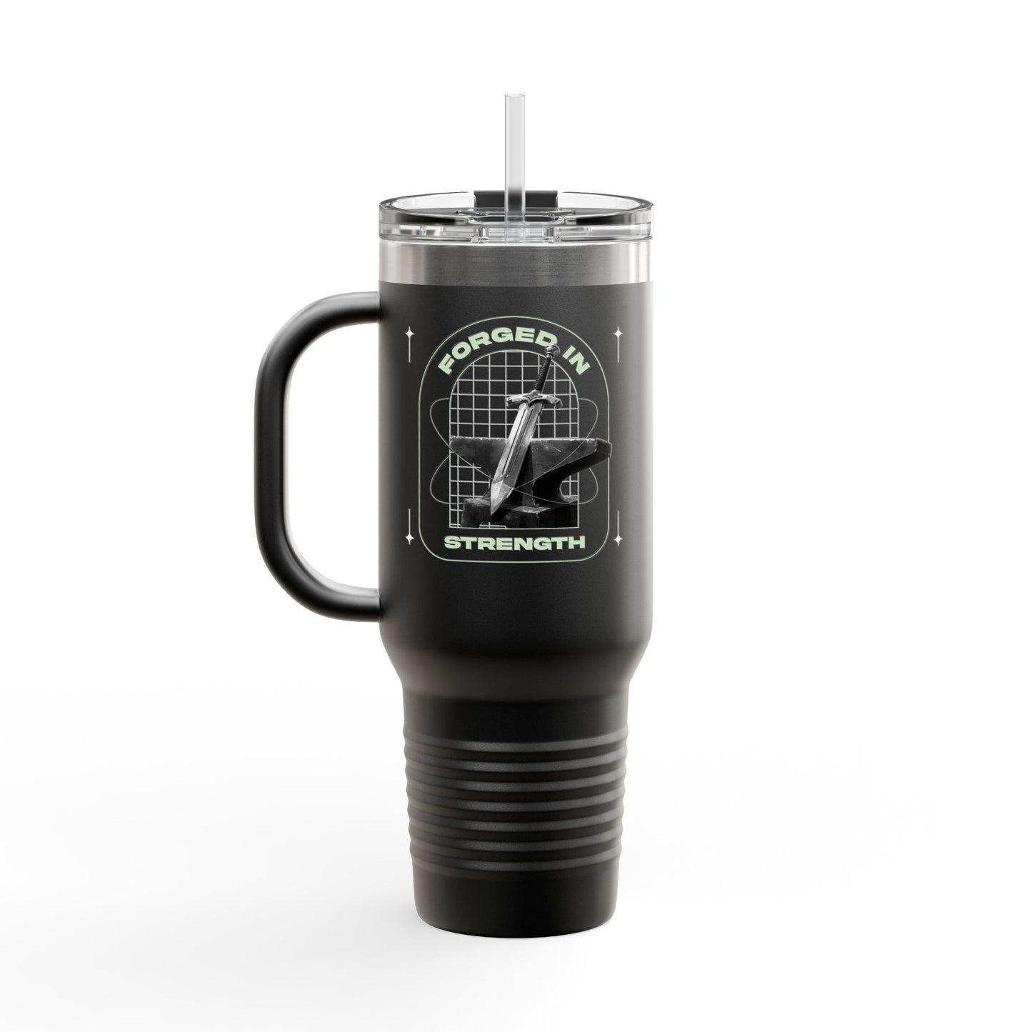 "Forged In Strength" Unisex Insulated Travel Mug, 40oz - The Shield of Light