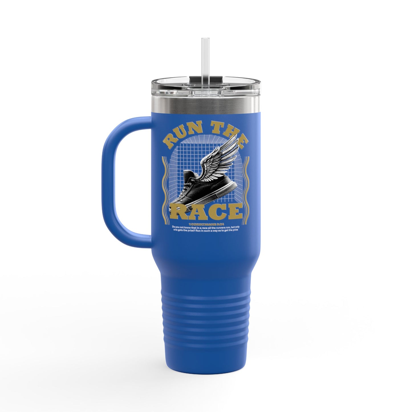 "Run The Race" Unisex Insulated Travel Mug, 40oz - The Shield of Light