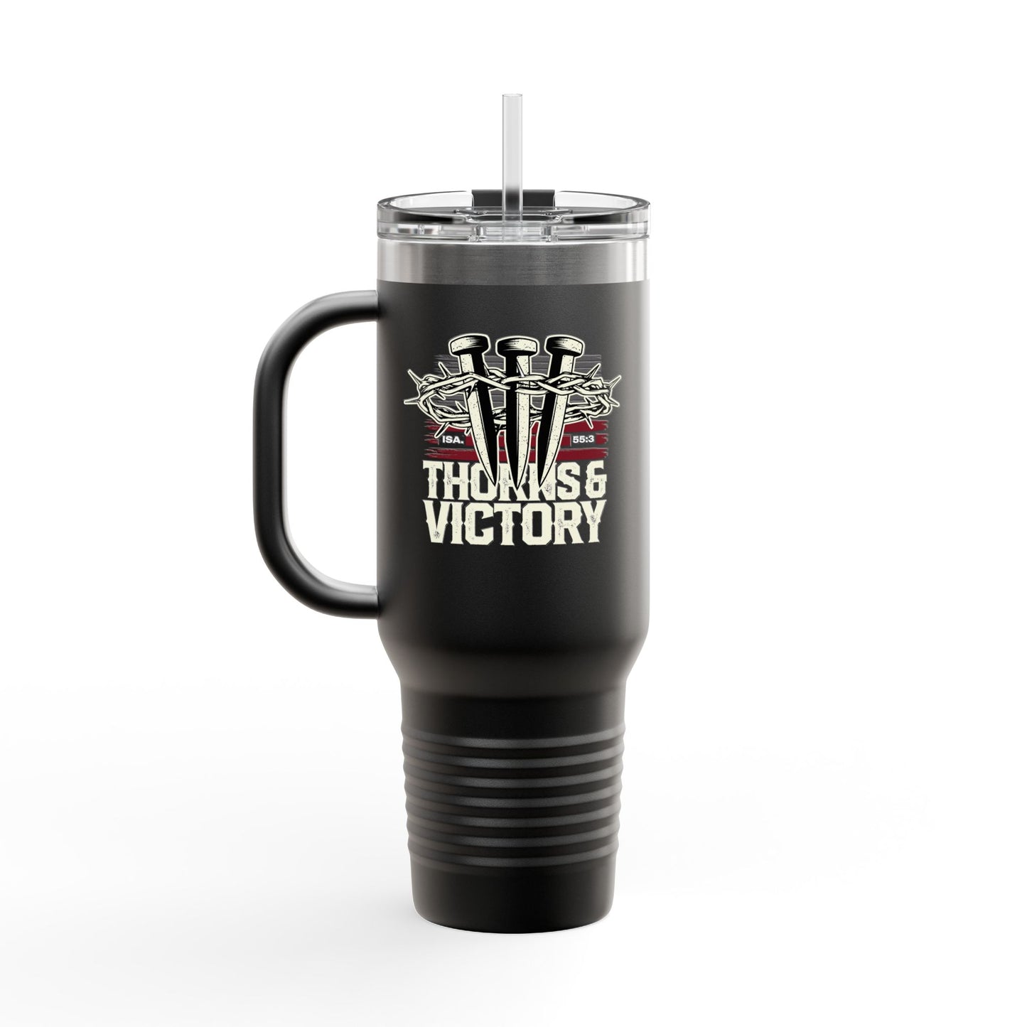 "Thorns & Victory" Unisex Insulated Travel Mug, 40oz - The Shield of Light
