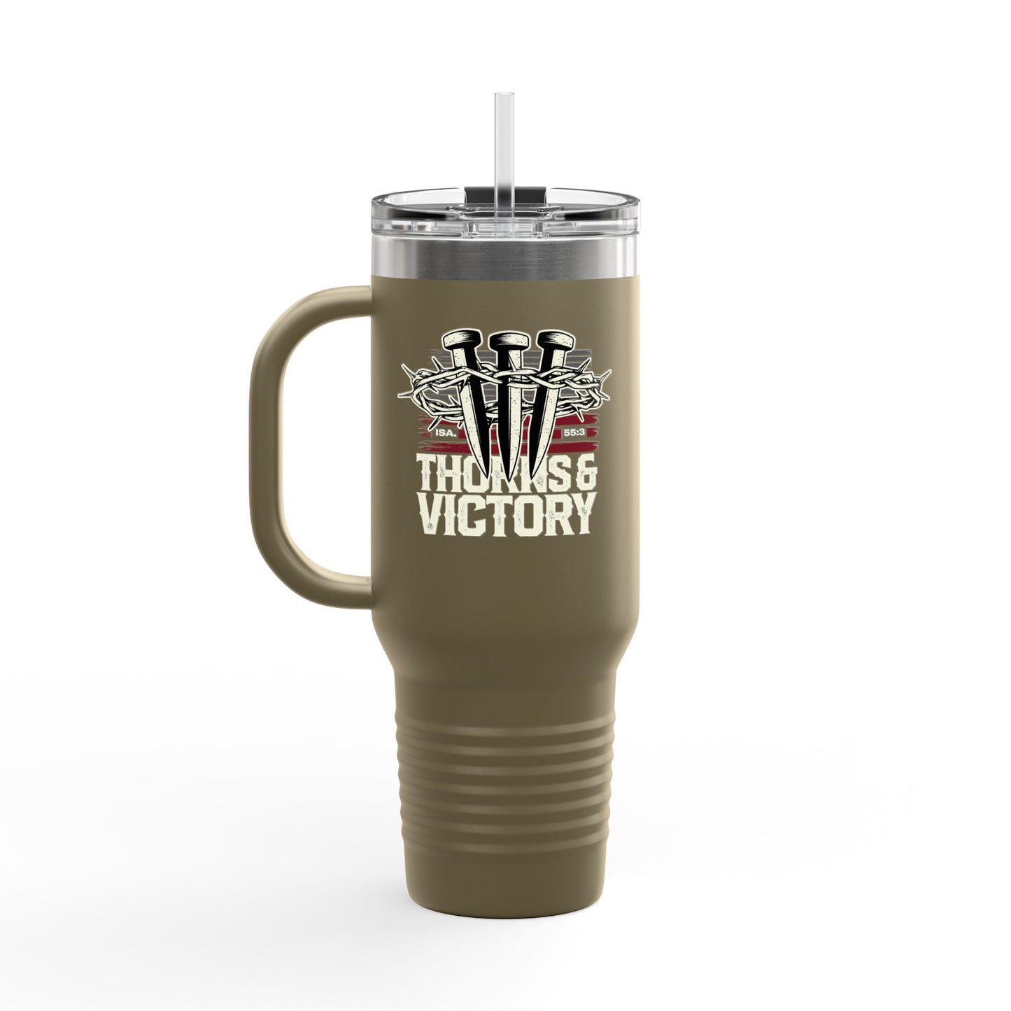 "Thorns & Victory" Unisex Insulated Travel Mug, 40oz - The Shield of Light