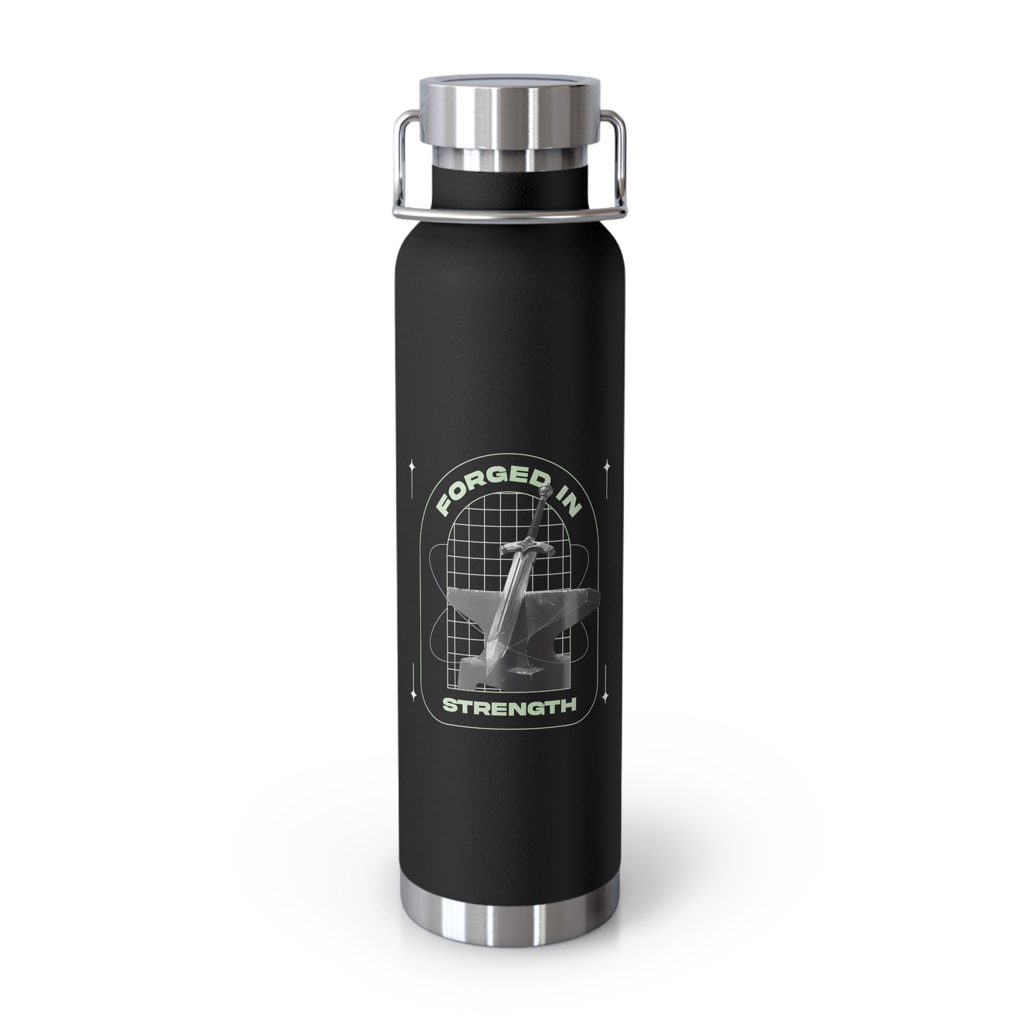 "Forged In Strength" Unisex Inspirational Copper Vacuum Insulated Bottle - 22oz - The Shield of Light