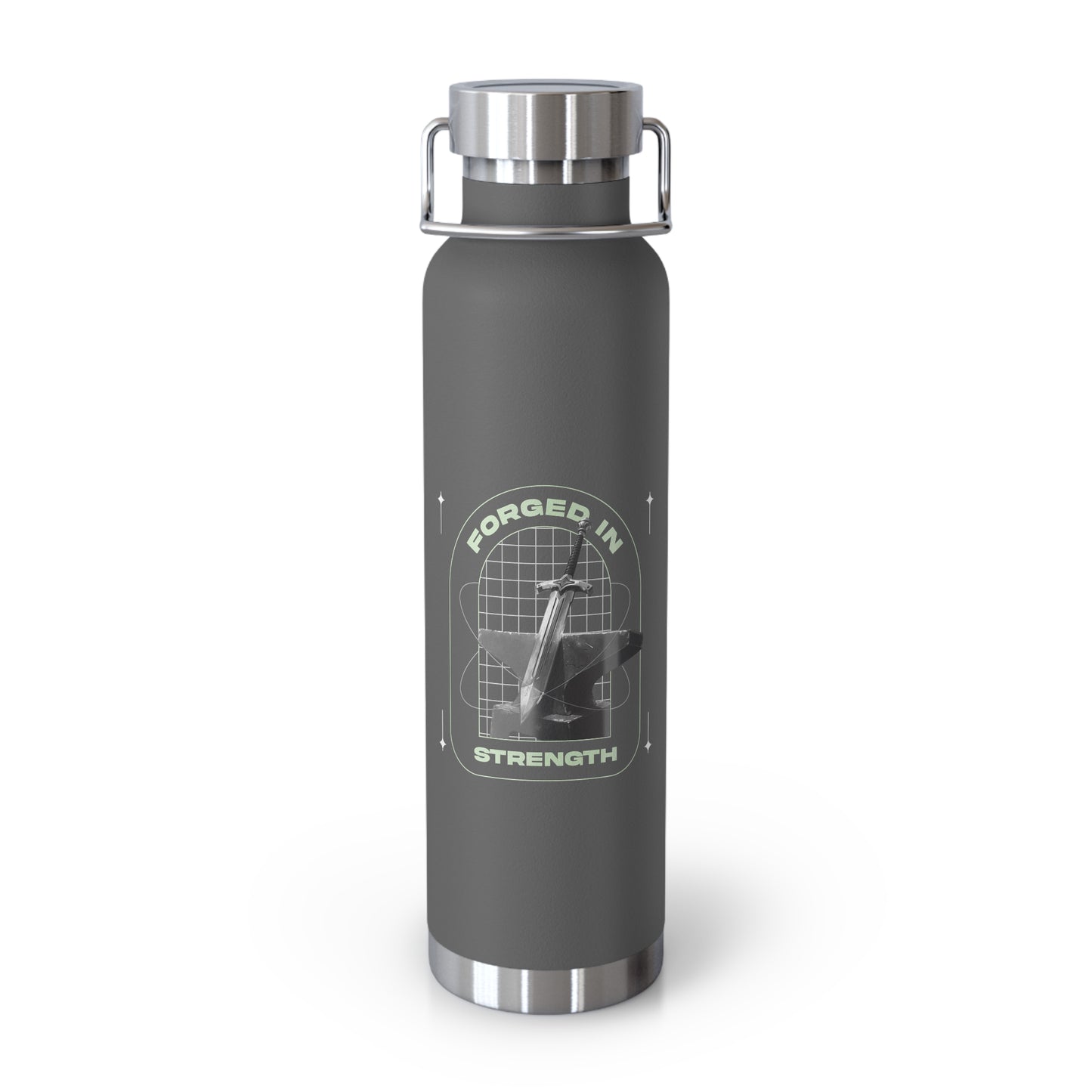 "Forged In Strength" Unisex Inspirational Copper Vacuum Insulated Bottle - 22oz - The Shield of Light