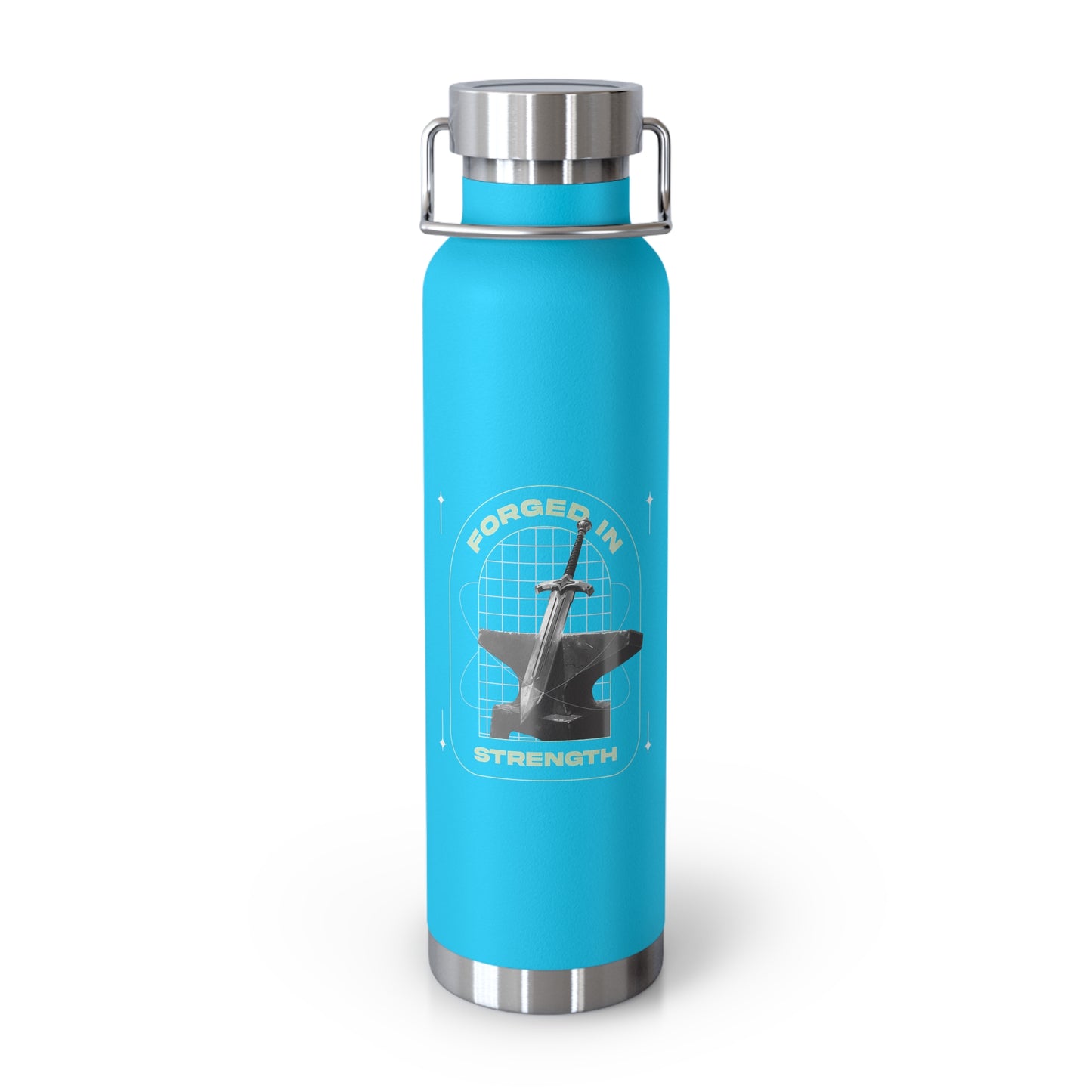 "Forged In Strength" Unisex Inspirational Copper Vacuum Insulated Bottle - 22oz - The Shield of Light