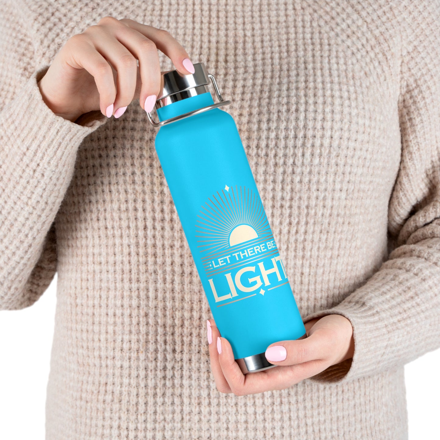 "Let There Be Light" Unisex Inspirational Copper Vacuum Insulated Bottle - 22oz - The Shield of Light