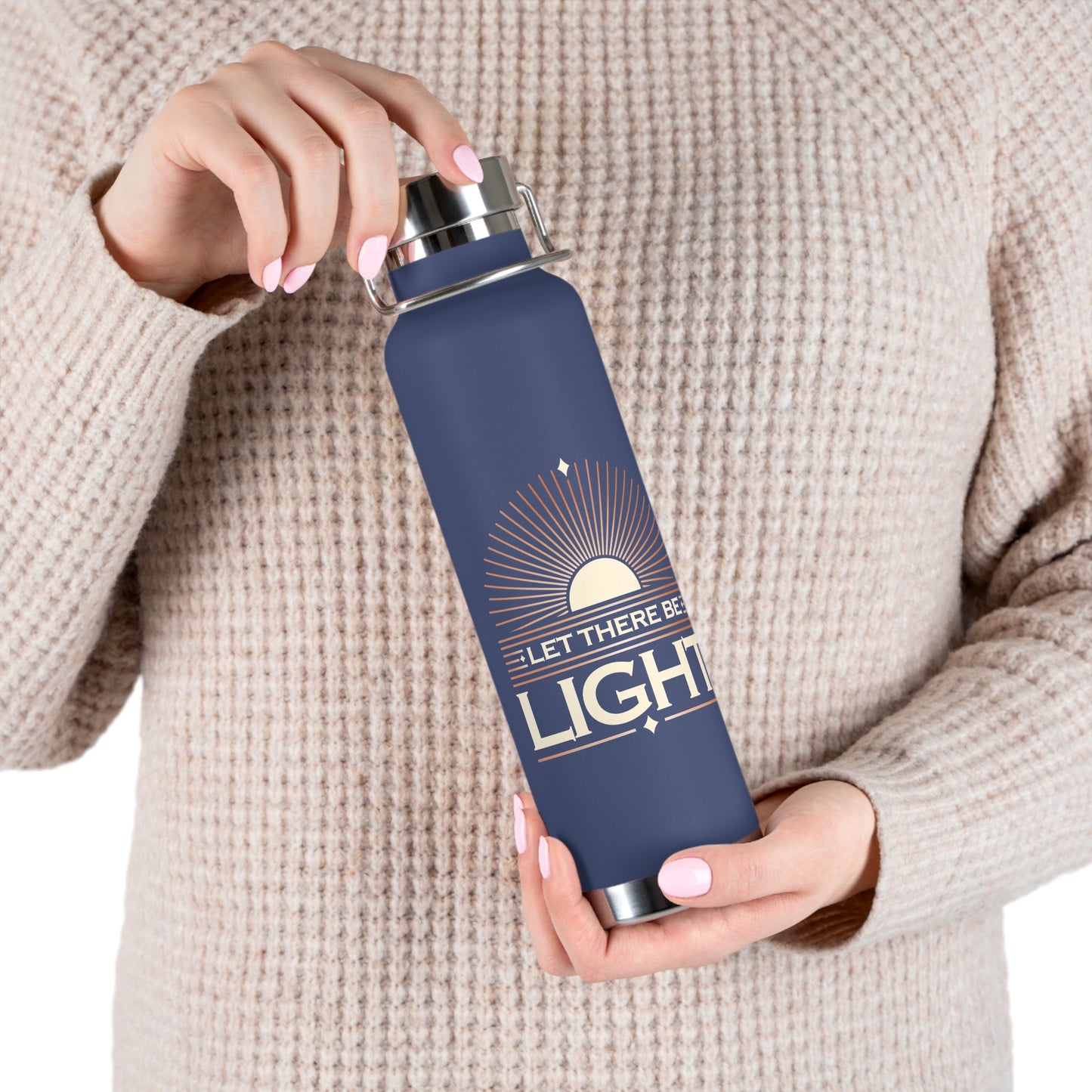 "Let There Be Light" Unisex Inspirational Copper Vacuum Insulated Bottle - 22oz - The Shield of Light