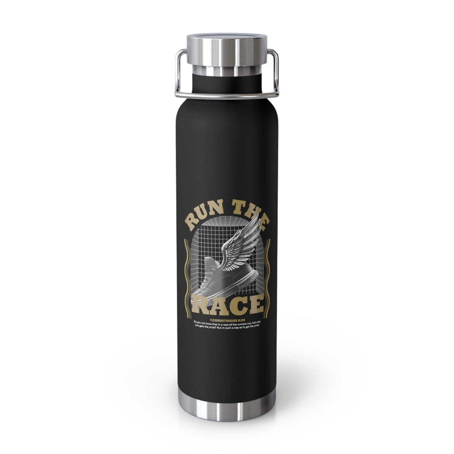 "Run The Race" Unisex Inspirational Copper Vacuum Insulated Bottle - 22oz - The Shield of Light