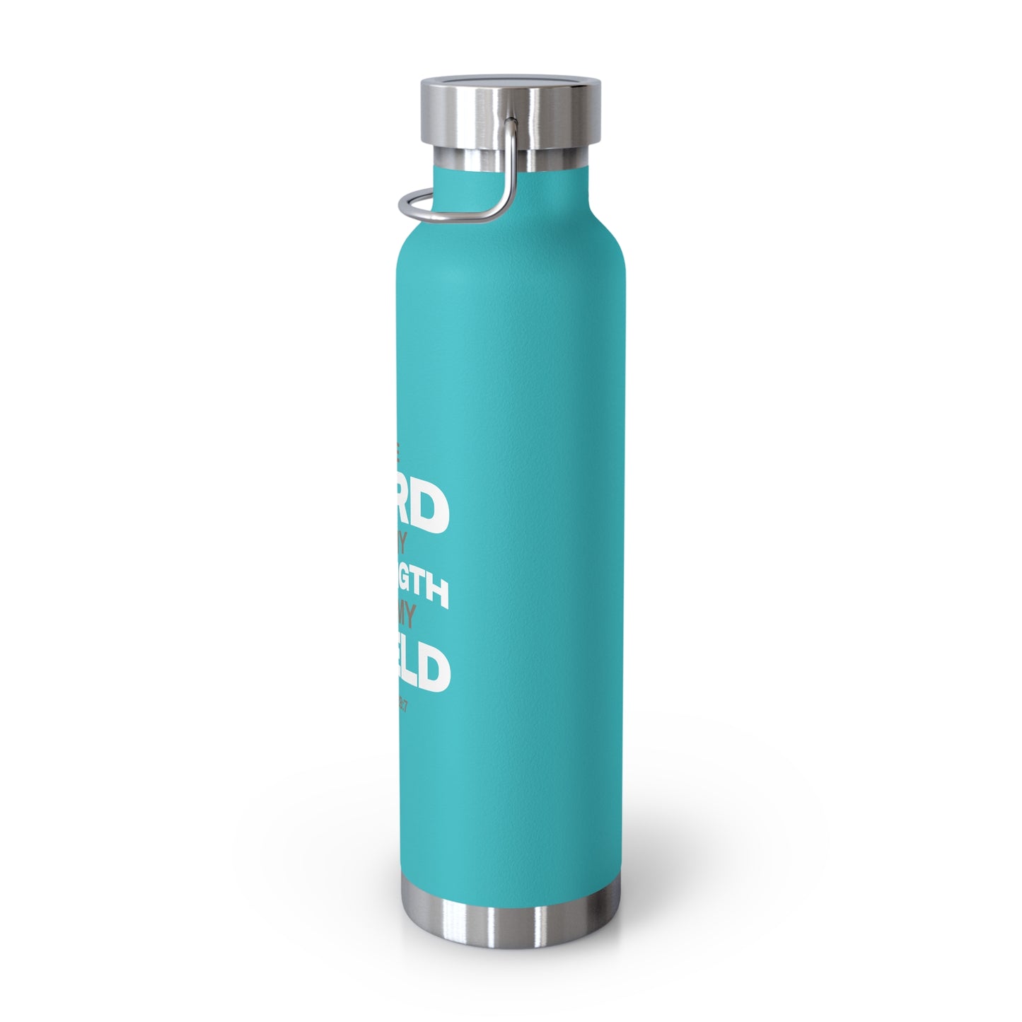 "The Lord Is My Strength and My Shield Psalm 28:7" Unisex Inspirational Copper Vacuum Insulated Bottle - 22oz - The Shield of Light