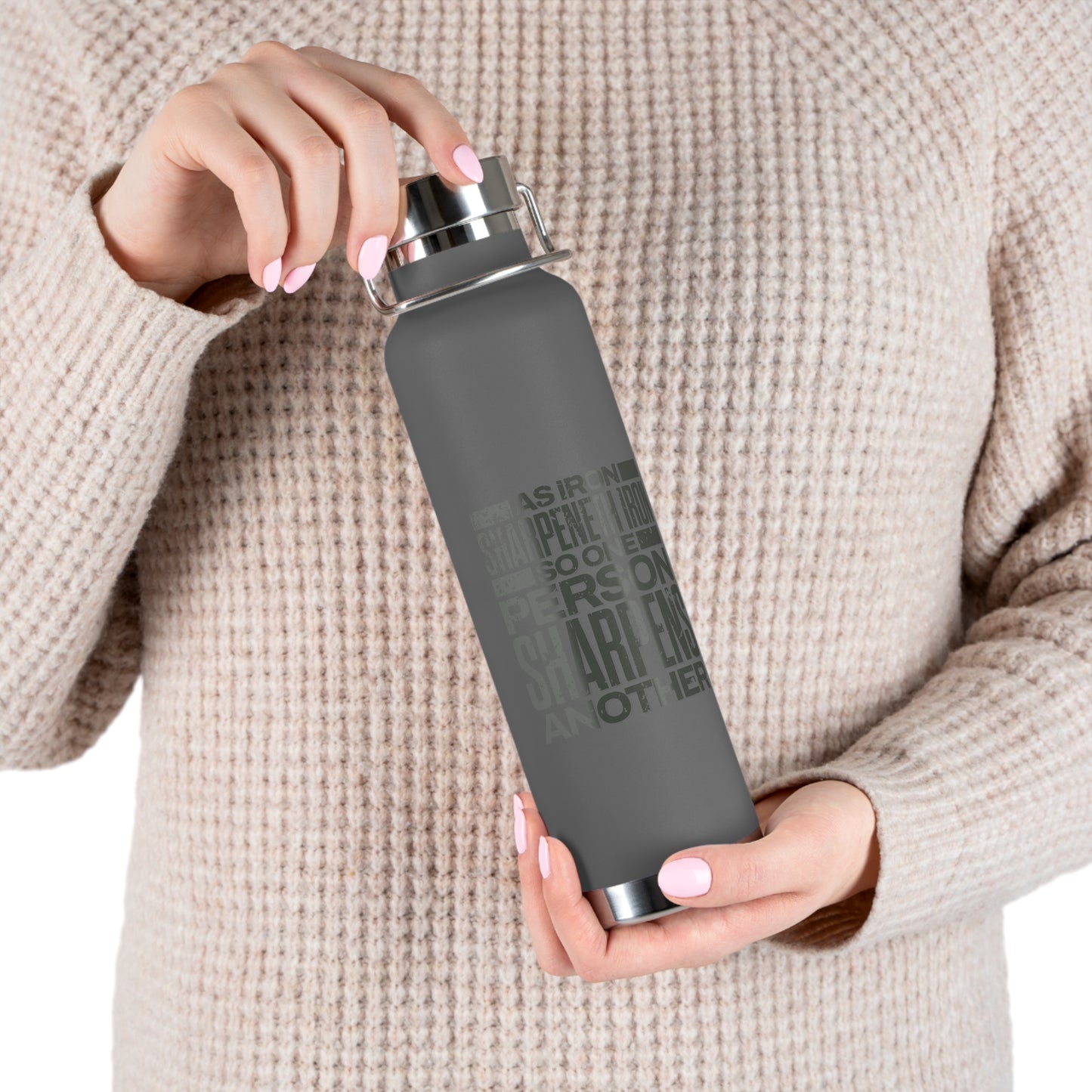 "Forged In Strength" Unisex Inspirational Copper Vacuum Insulated Bottle - 22oz - The Shield of Light