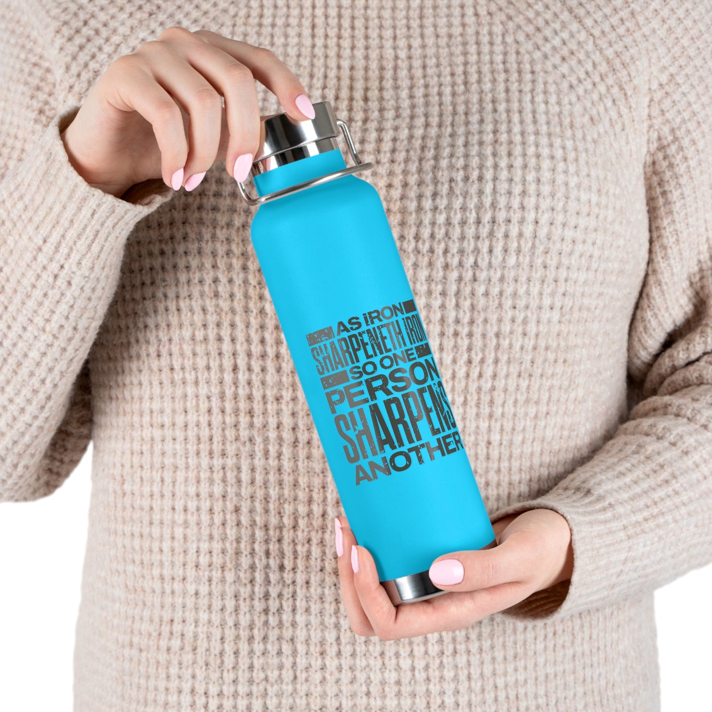 "Forged In Strength" Unisex Inspirational Copper Vacuum Insulated Bottle - 22oz - The Shield of Light