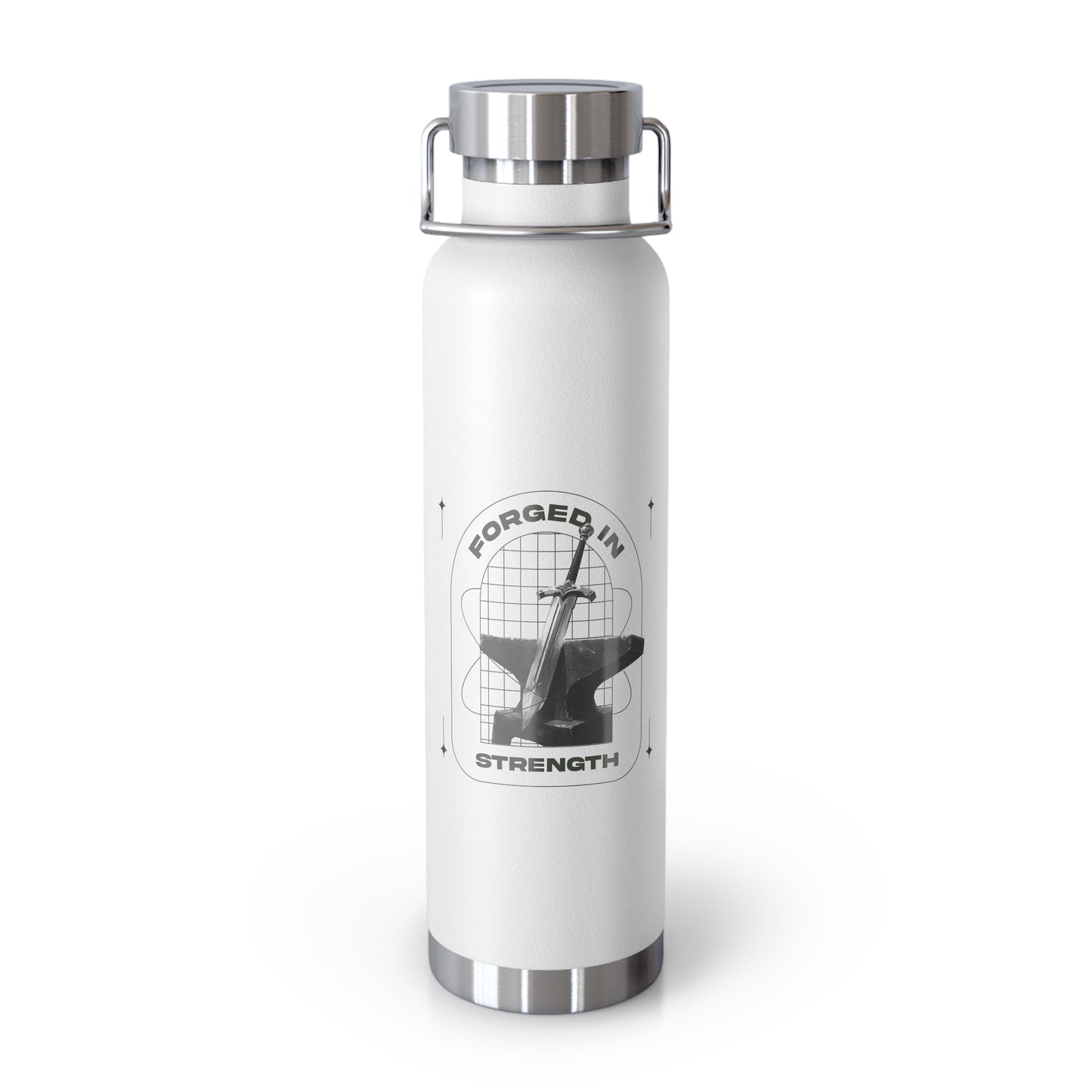 "Forged In Strength" Unisex Inspirational Copper Vacuum Insulated Bottle - 22oz - The Shield of Light