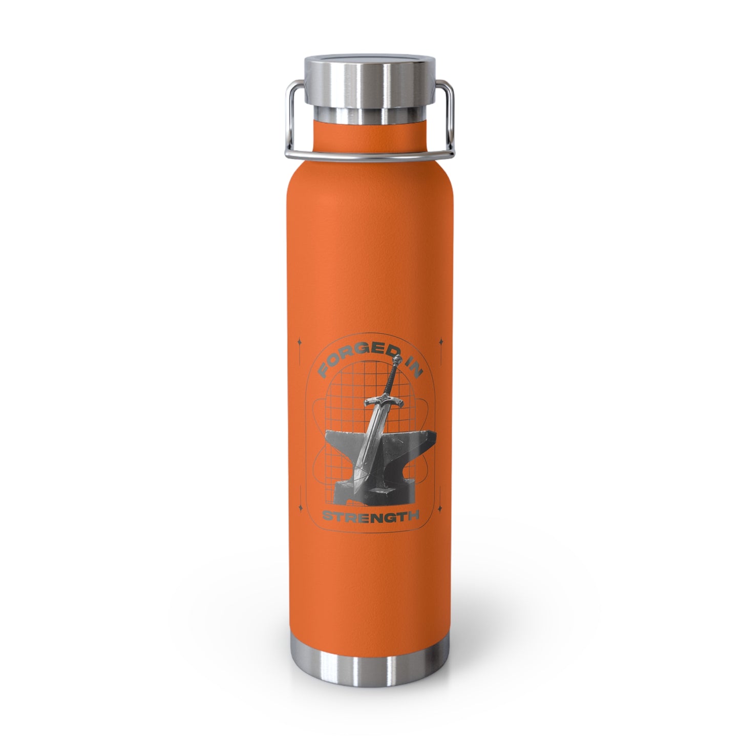 "Forged In Strength" Unisex Inspirational Copper Vacuum Insulated Bottle - 22oz - The Shield of Light