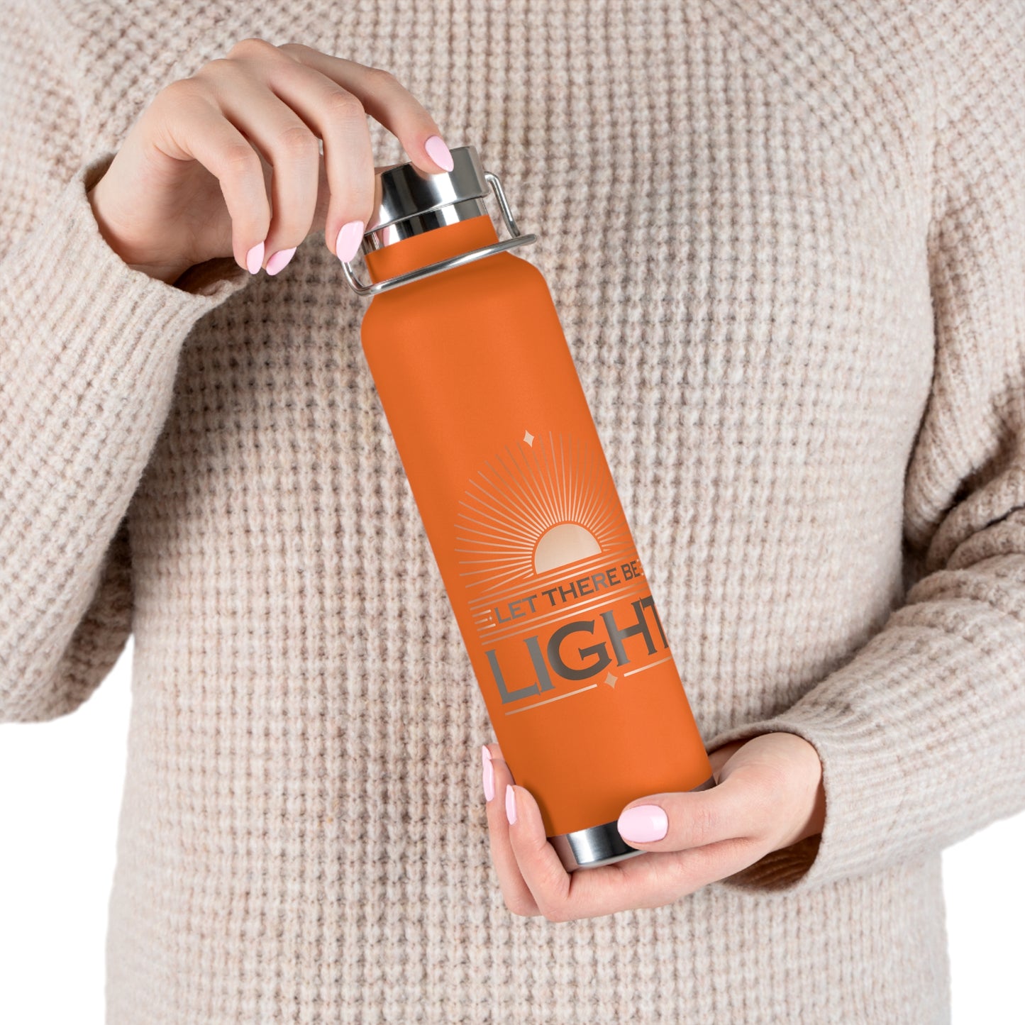 "Let There Be Light" Unisex Inspirational Copper Vacuum Insulated Bottle - 22oz - The Shield of Light