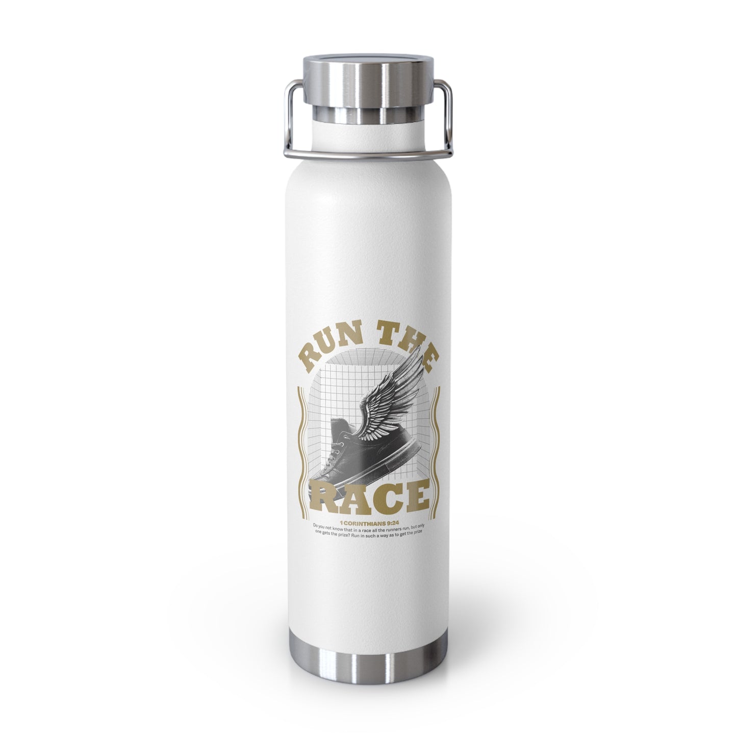 "Run The Race" Unisex Inspirational Copper Vacuum Insulated Bottle - 22oz - The Shield of Light