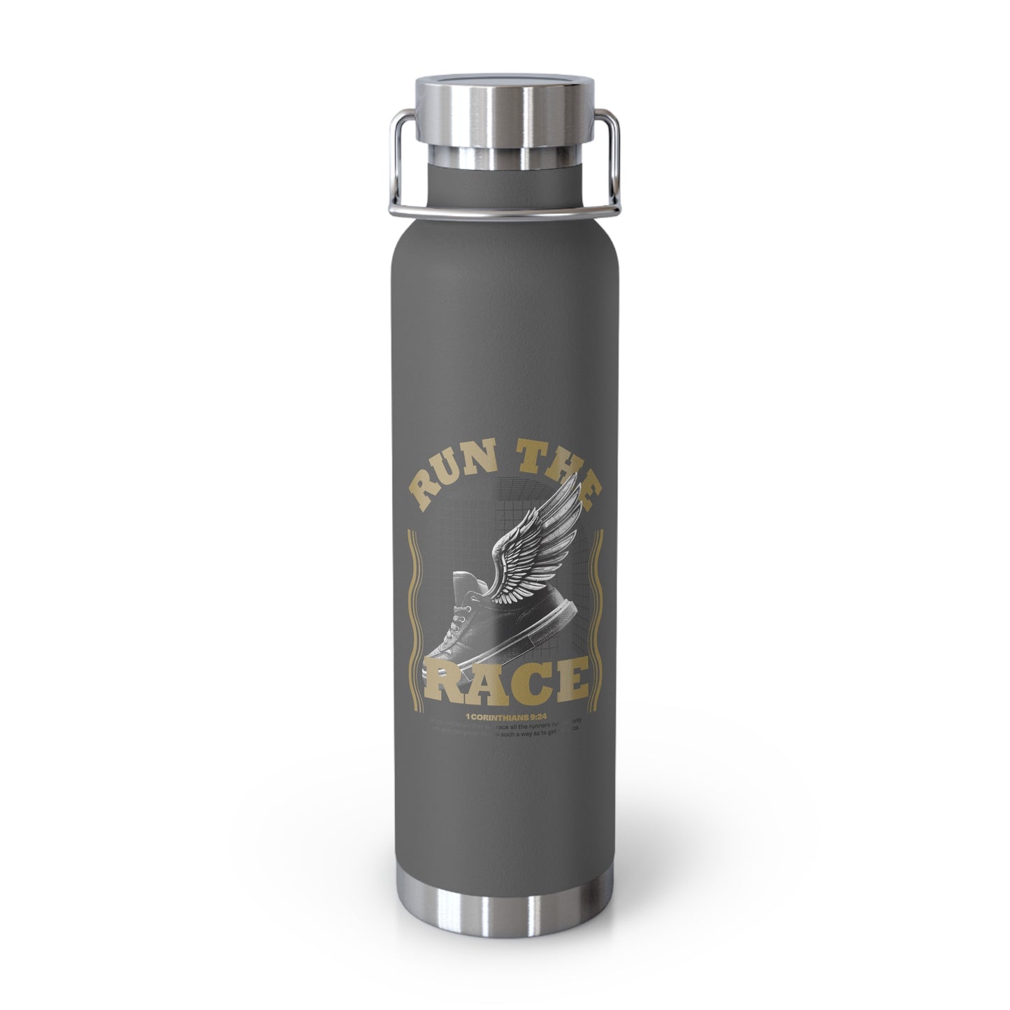 "Run The Race" Unisex Inspirational Copper Vacuum Insulated Bottle - 22oz - The Shield of Light