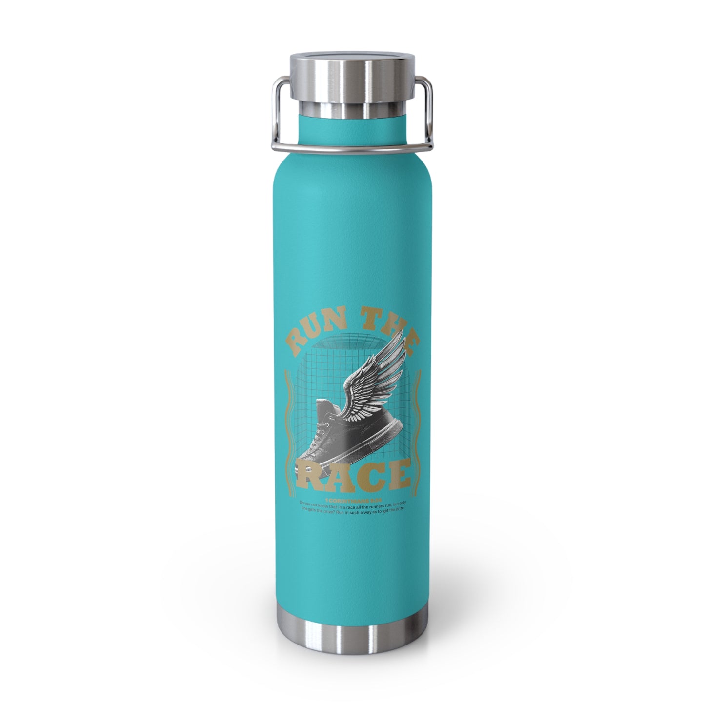 "Run The Race" Unisex Inspirational Copper Vacuum Insulated Bottle - 22oz - The Shield of Light