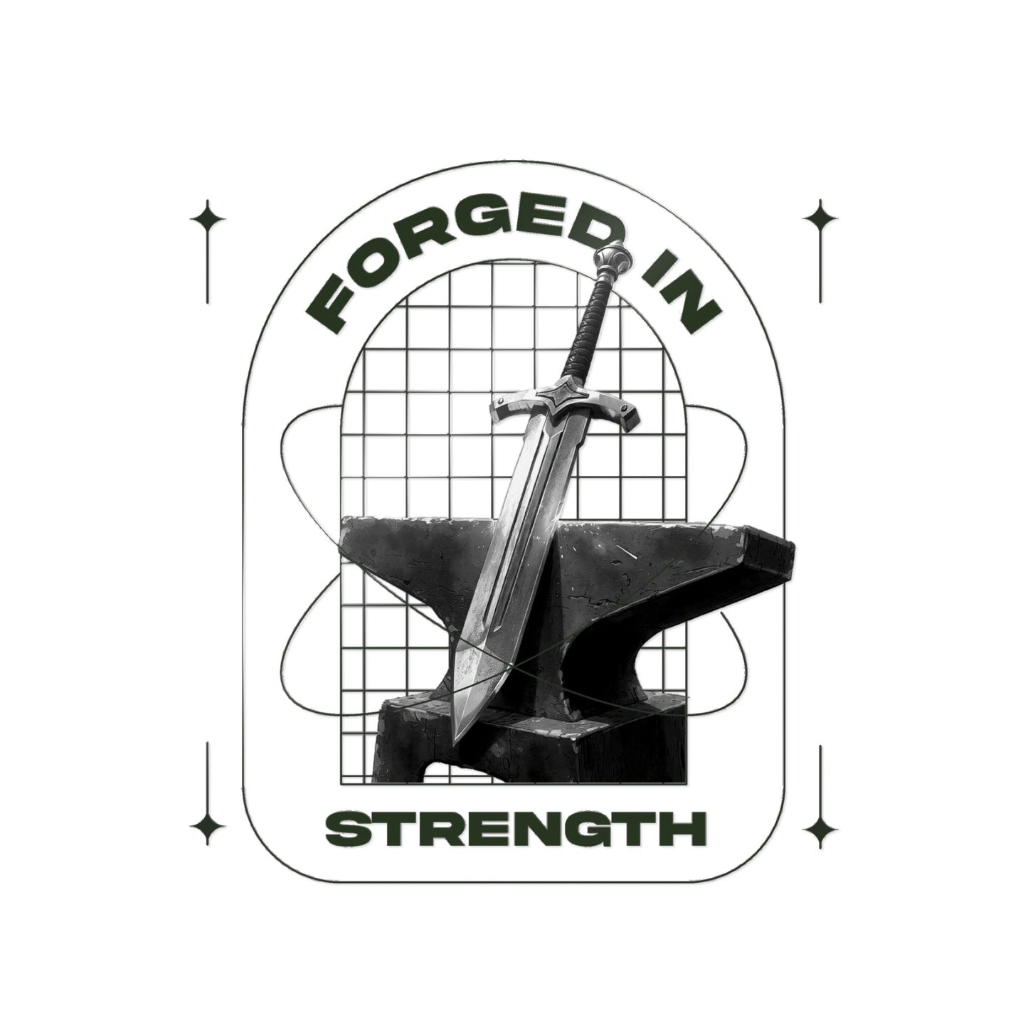 "Forged In Strength" Unisex Inspirational Die-Cut Stickers - The Shield of Light