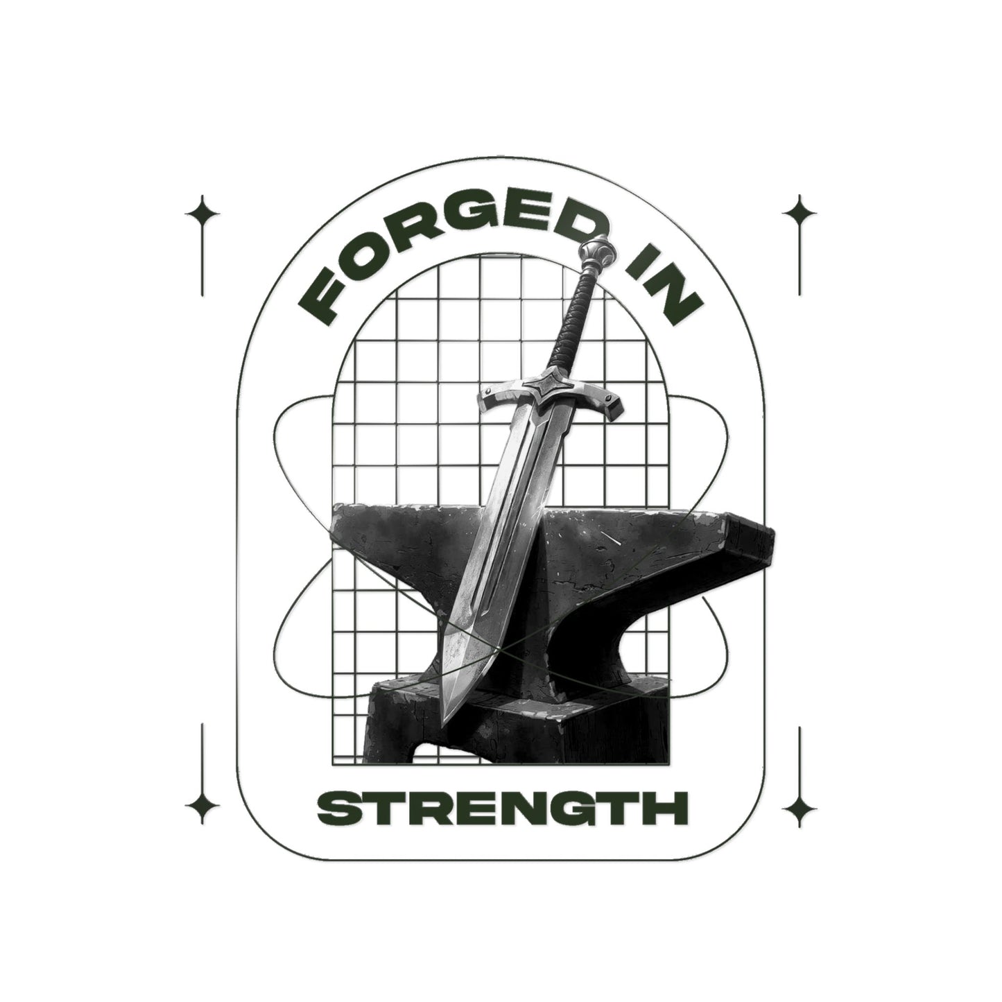 "Forged In Strength" Unisex Inspirational Die-Cut Stickers - The Shield of Light