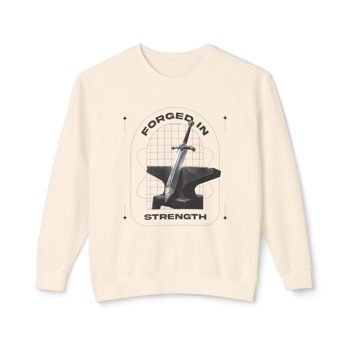 "Forged In Strength" Unisex Lightweight Crewneck Sweatshirt - The Shield of Light