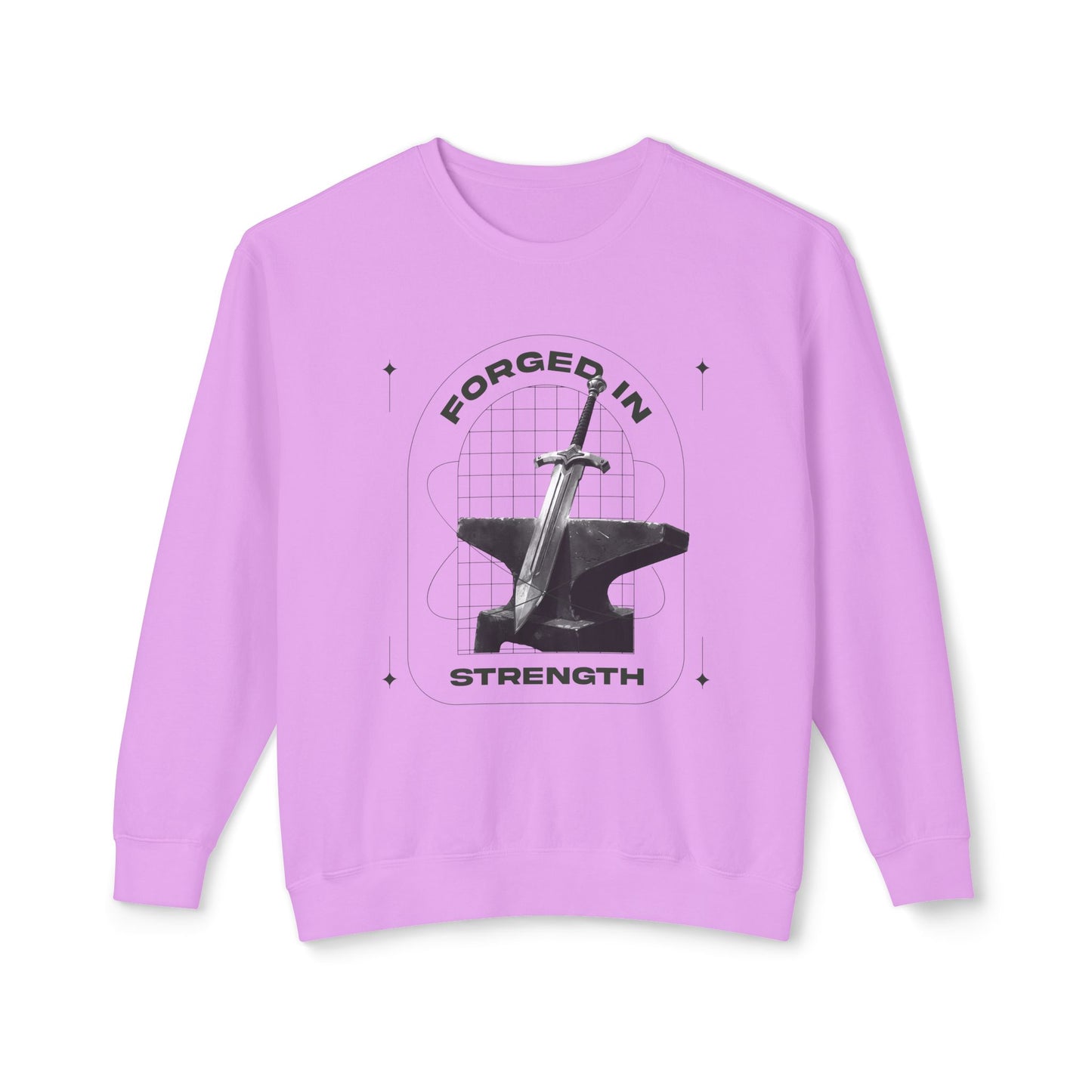 "Forged In Strength" Unisex Lightweight Crewneck Sweatshirt - The Shield of Light