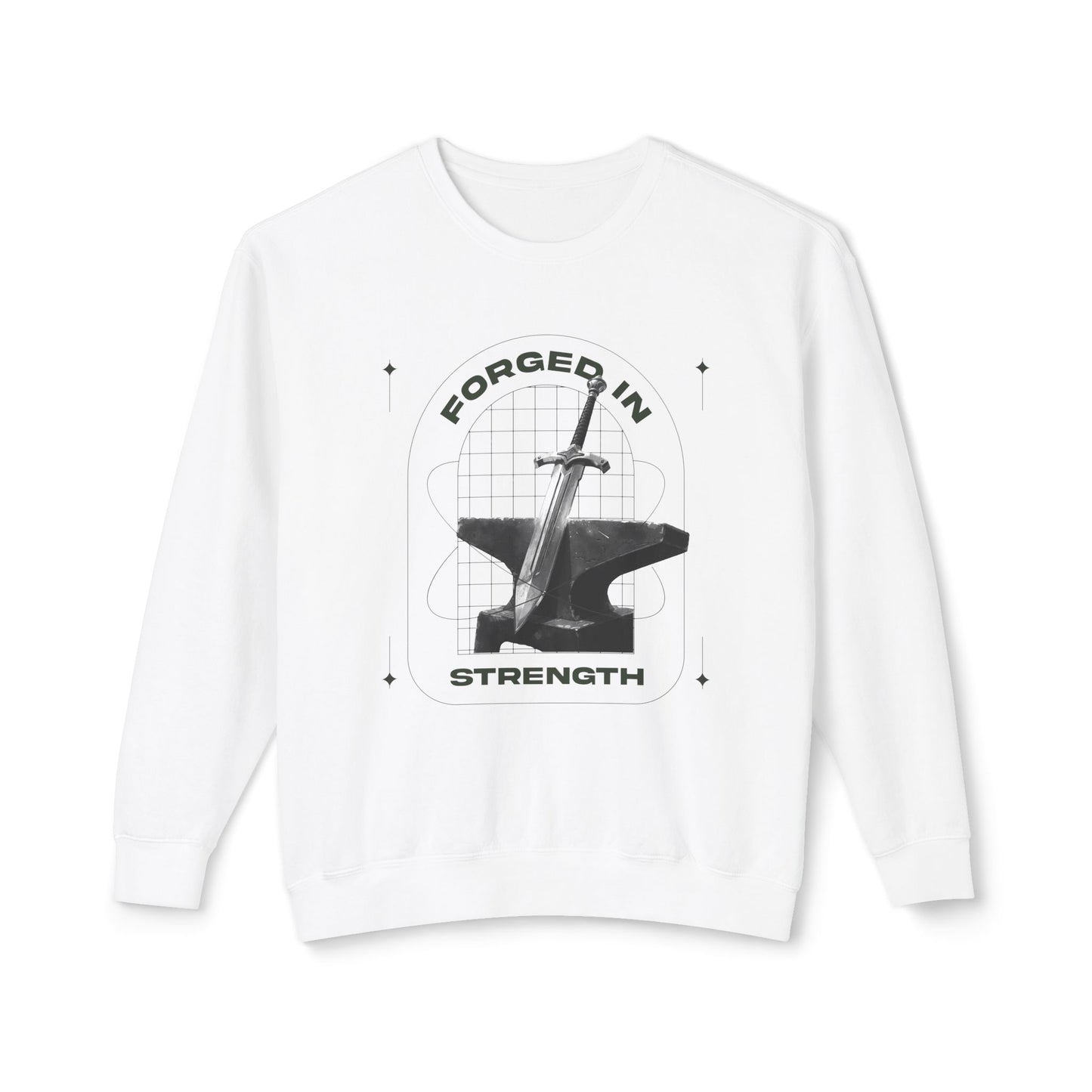 "Forged In Strength" Unisex Lightweight Crewneck Sweatshirt - The Shield of Light