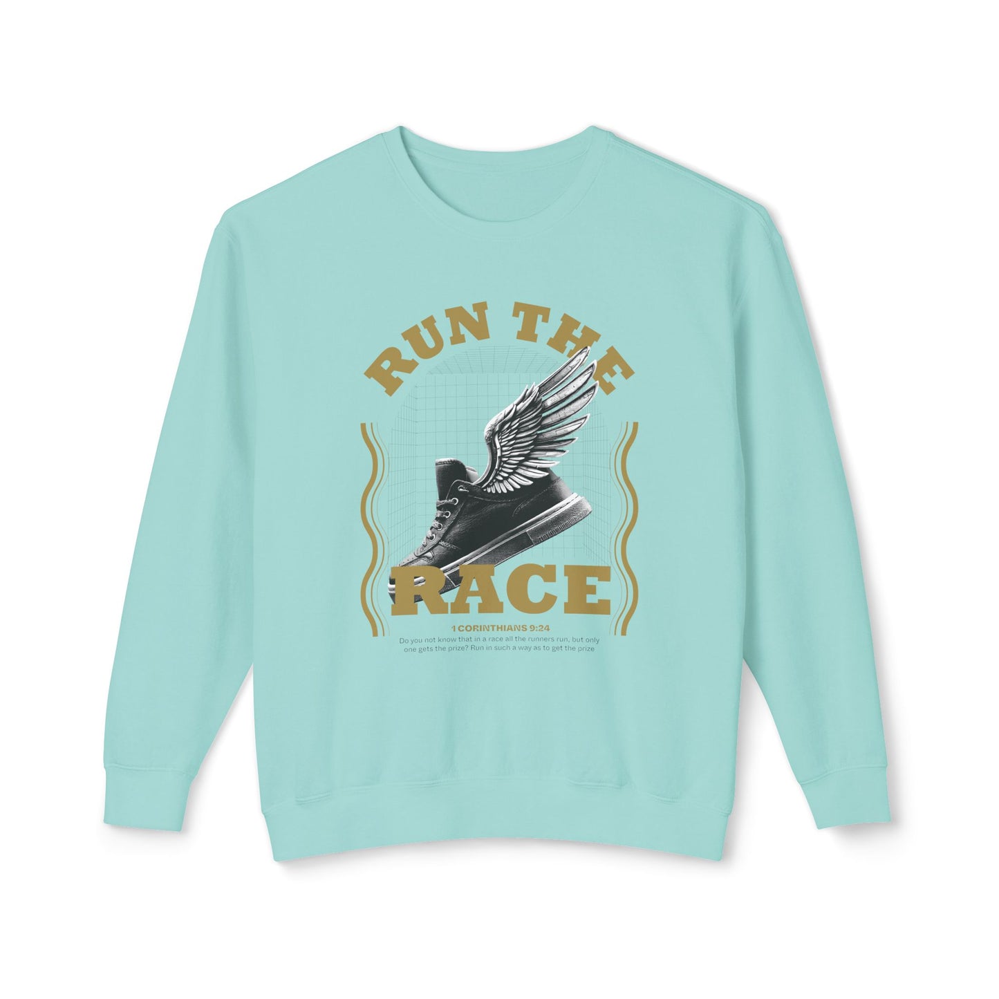"Run The Race" Unisex Lightweight Crewneck Sweatshirt - The Shield of Light