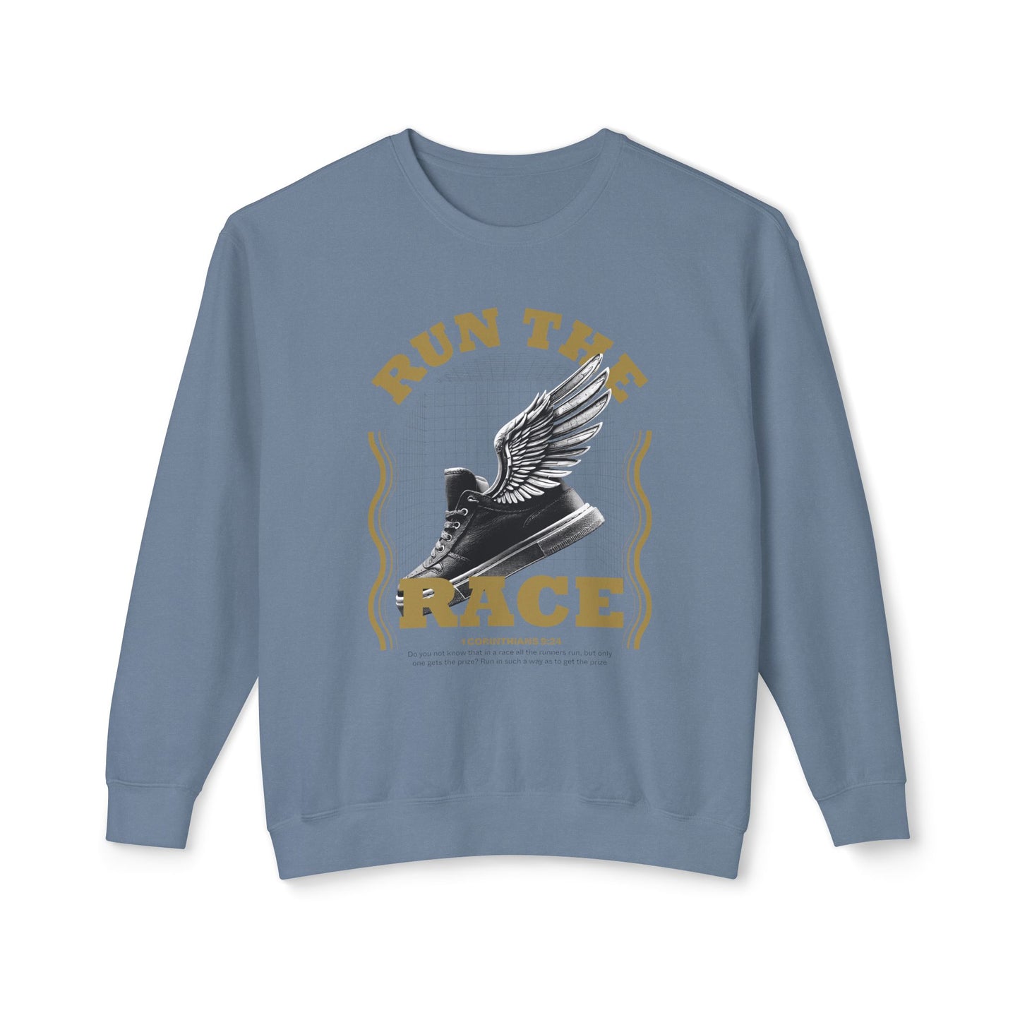 "Run The Race" Unisex Lightweight Crewneck Sweatshirt - The Shield of Light