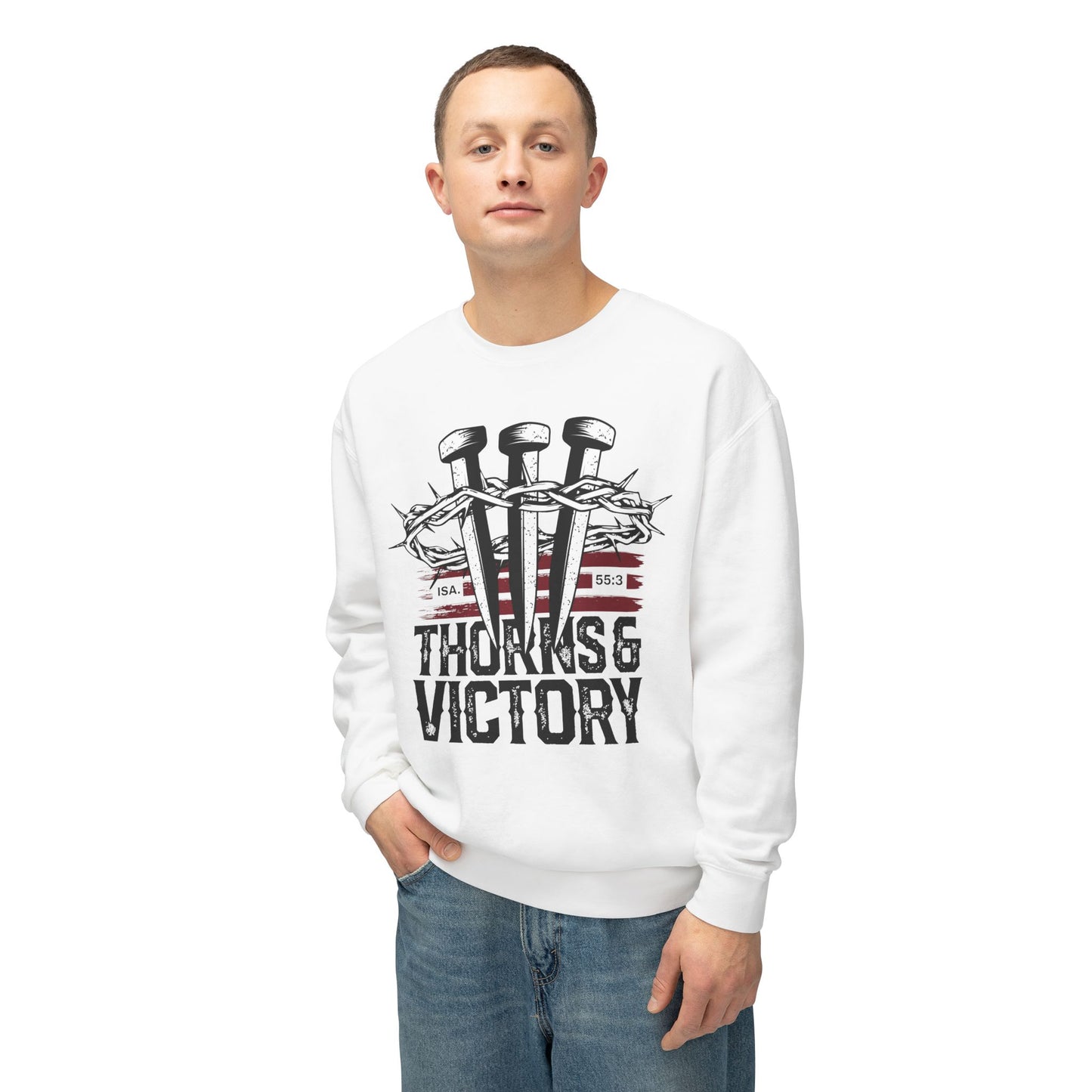 "Thorns & Victory" Unisex Lightweight Crewneck Sweatshirt - The Shield of Light