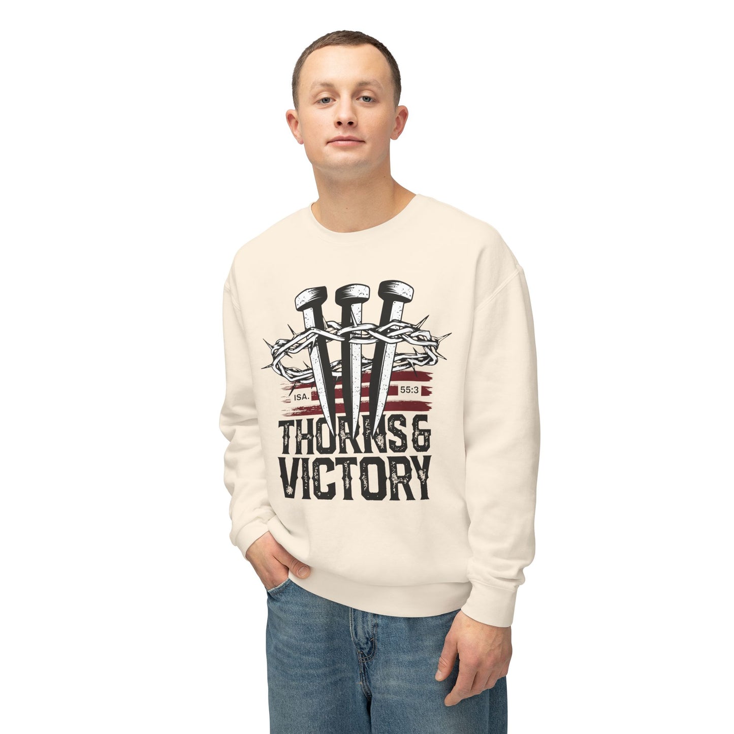 "Thorns & Victory" Unisex Lightweight Crewneck Sweatshirt - The Shield of Light