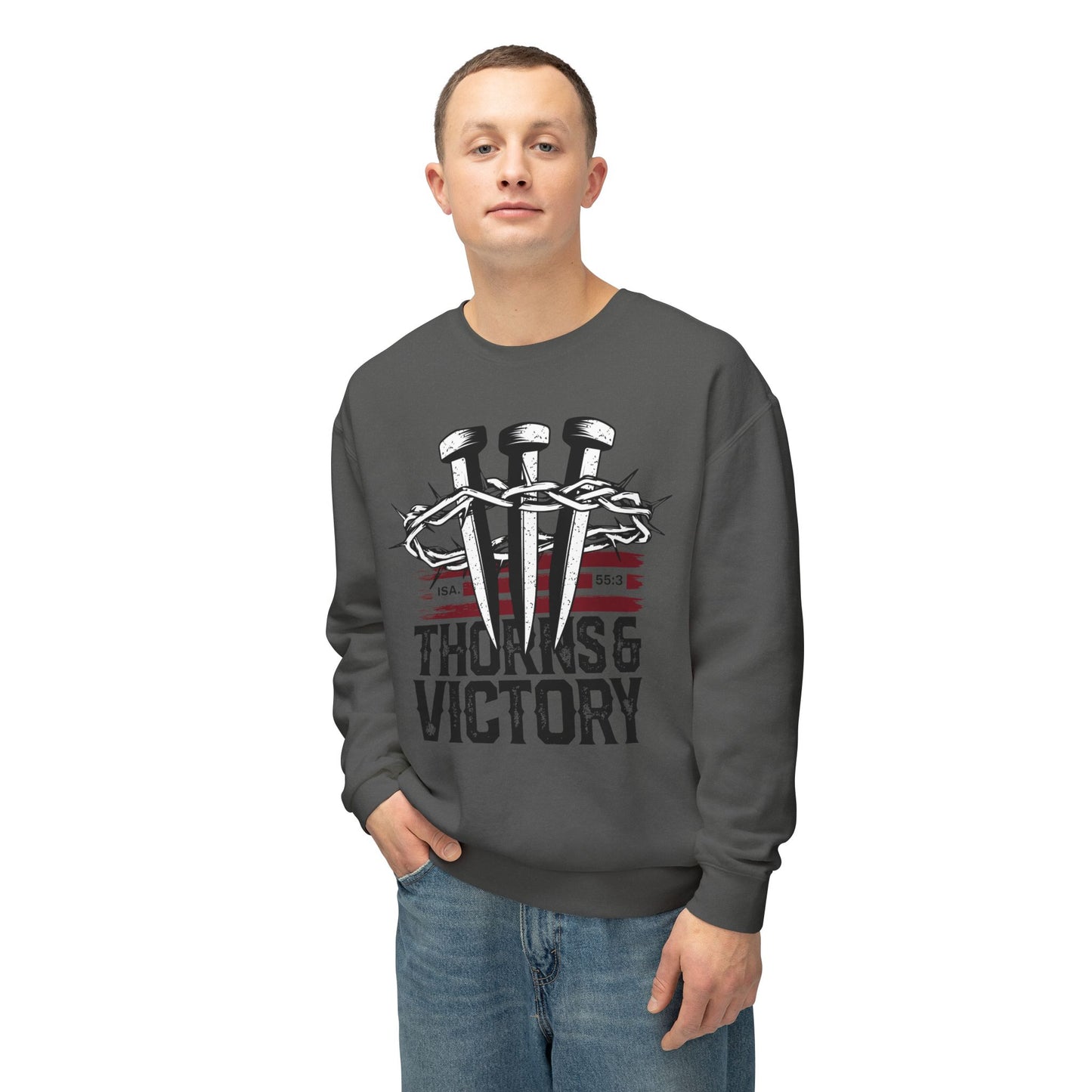 "Thorns & Victory" Unisex Lightweight Crewneck Sweatshirt - The Shield of Light