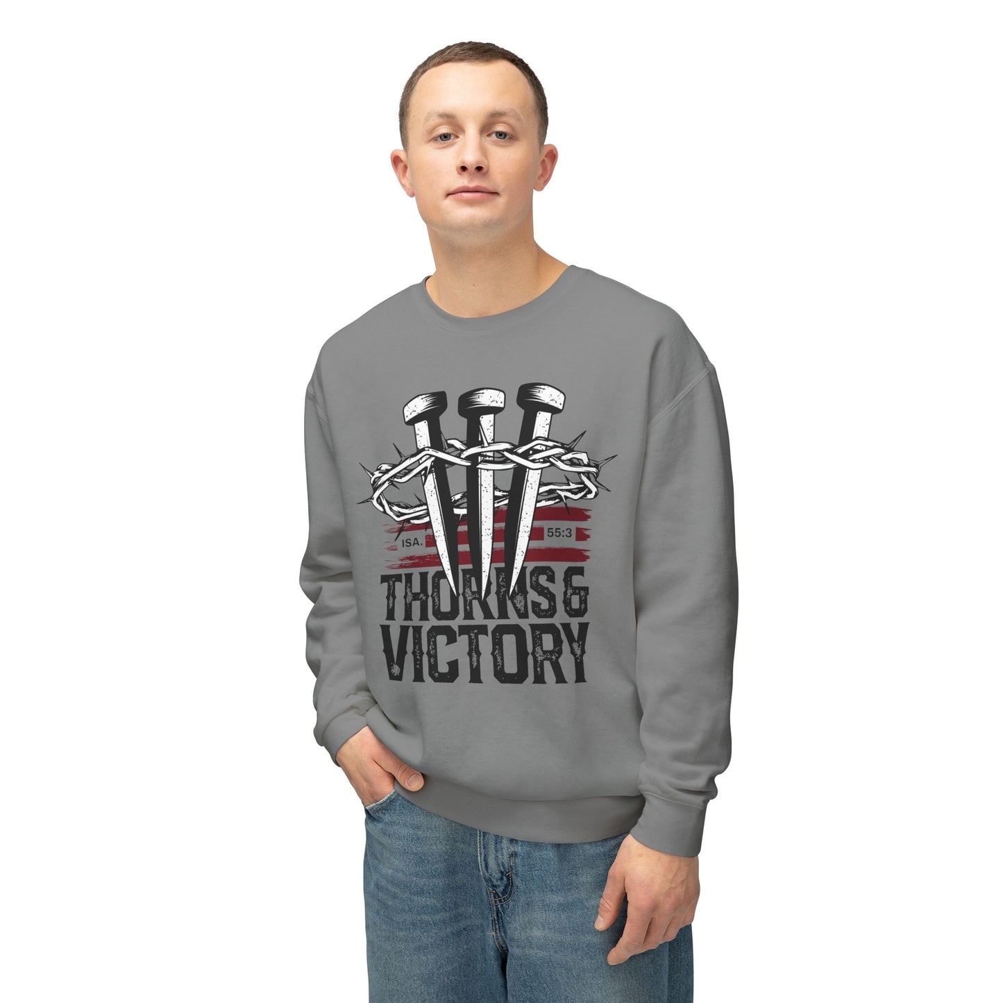 "Thorns & Victory" Unisex Lightweight Crewneck Sweatshirt - The Shield of Light
