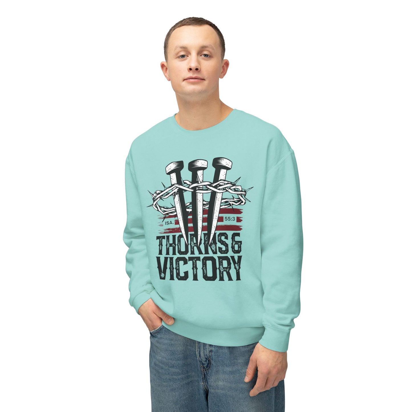"Thorns & Victory" Unisex Lightweight Crewneck Sweatshirt - The Shield of Light