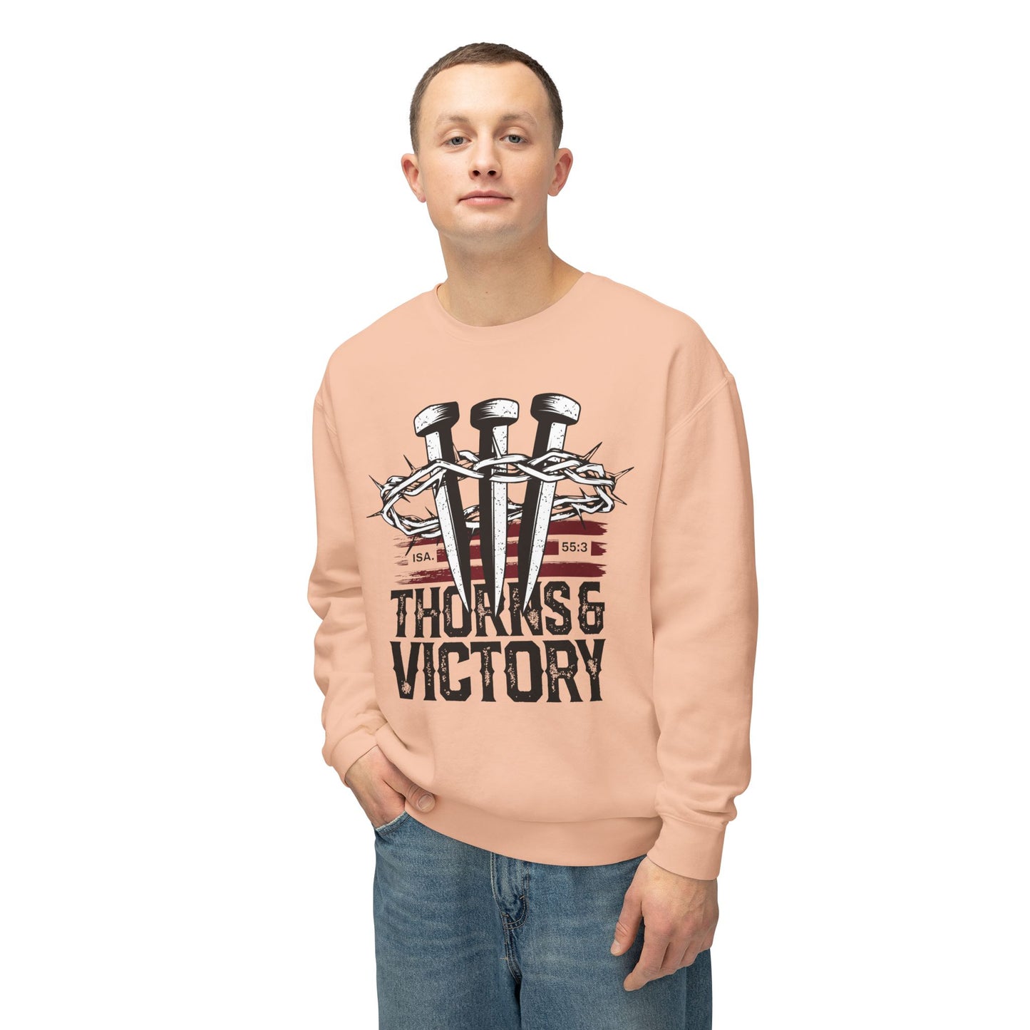 "Thorns & Victory" Unisex Lightweight Crewneck Sweatshirt - The Shield of Light