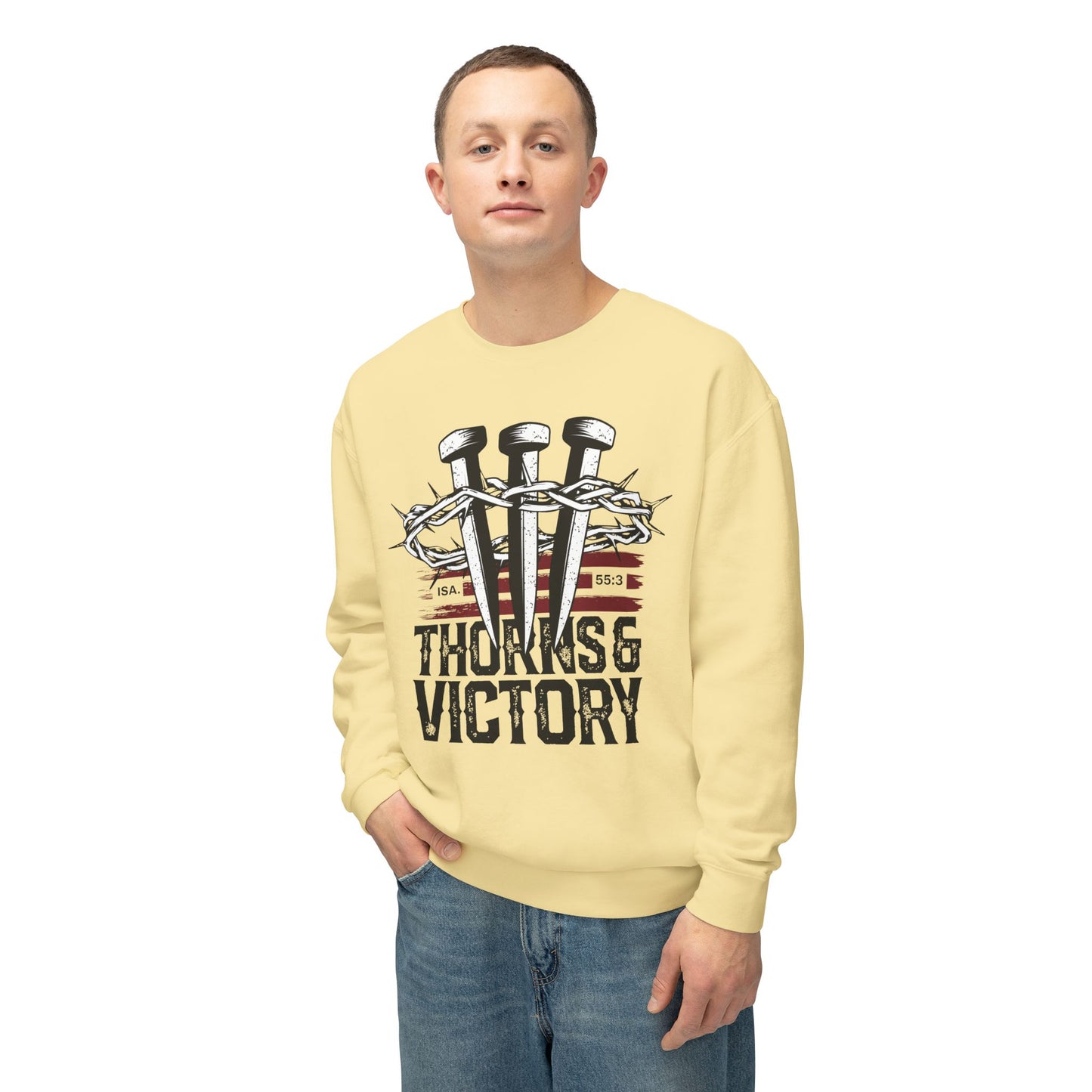 "Thorns & Victory" Unisex Lightweight Crewneck Sweatshirt - The Shield of Light