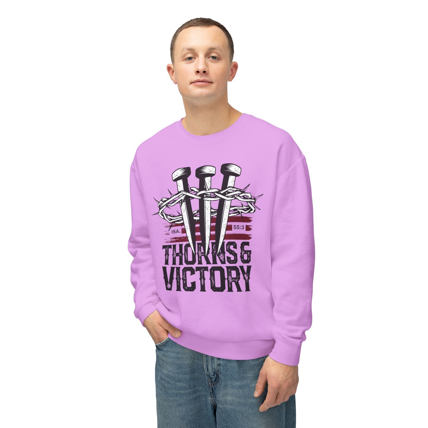 "Thorns & Victory" Unisex Lightweight Crewneck Sweatshirt - The Shield of Light