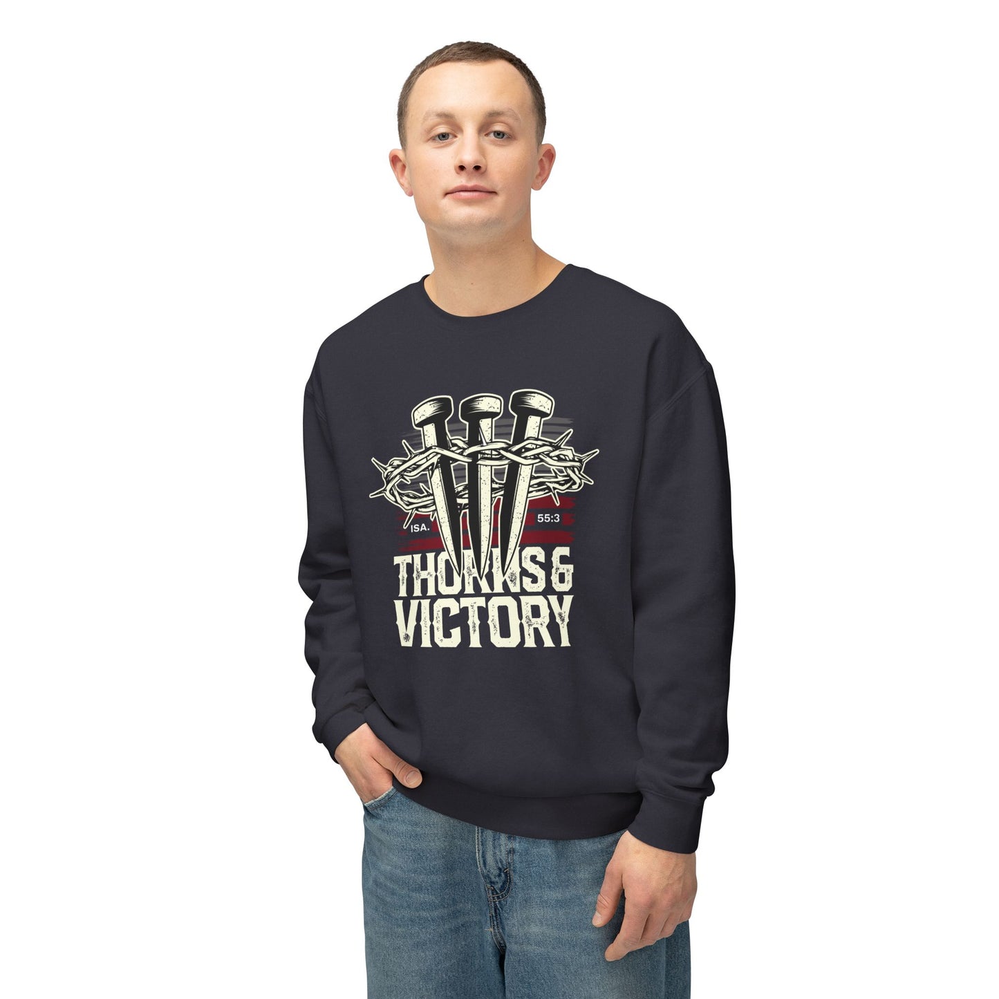 "Thorns & Victory" Unisex Lightweight Crewneck Sweatshirt - The Shield of Light
