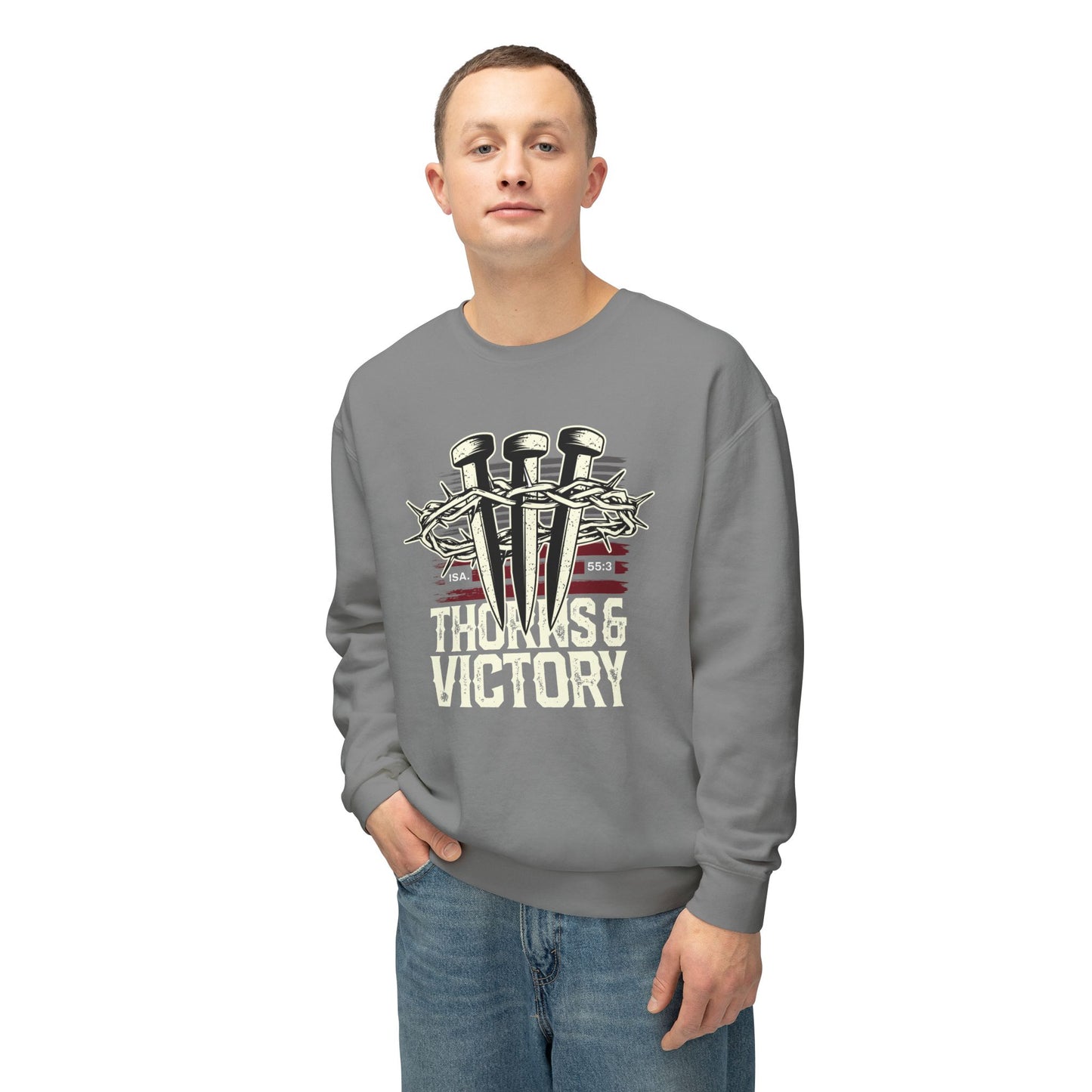 "Thorns & Victory" Unisex Lightweight Crewneck Sweatshirt - The Shield of Light