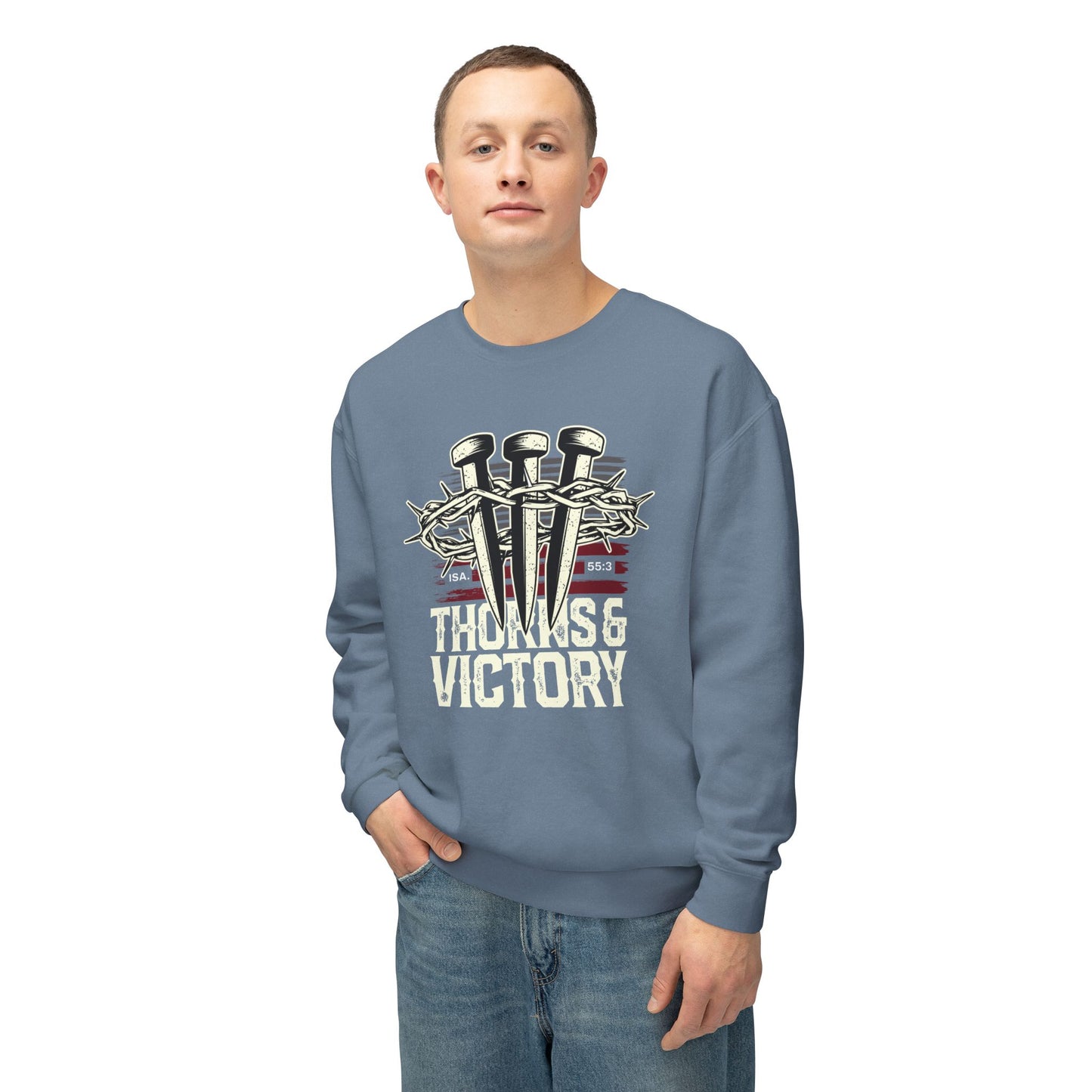 "Thorns & Victory" Unisex Lightweight Crewneck Sweatshirt - The Shield of Light