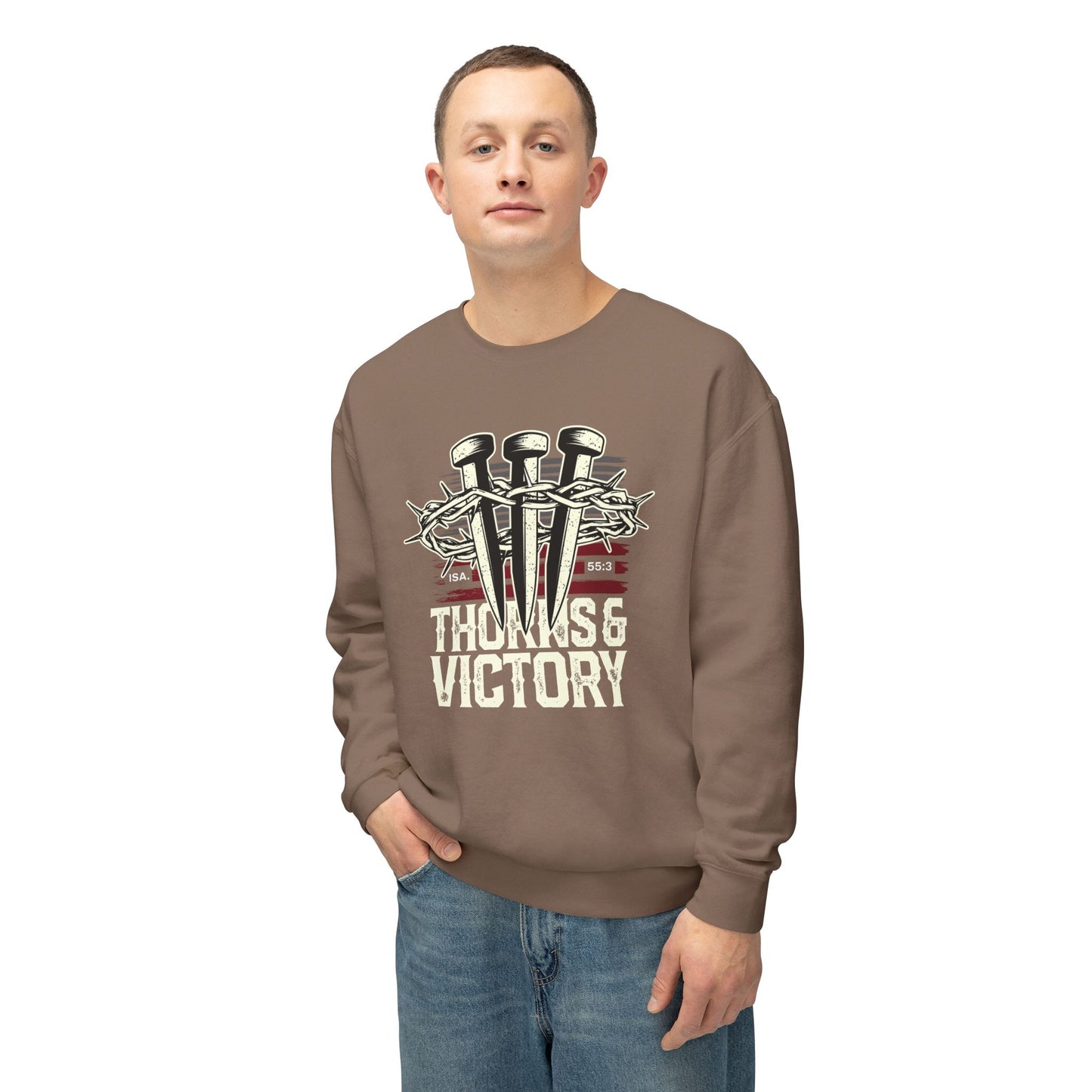 "Thorns & Victory" Unisex Lightweight Crewneck Sweatshirt - The Shield of Light