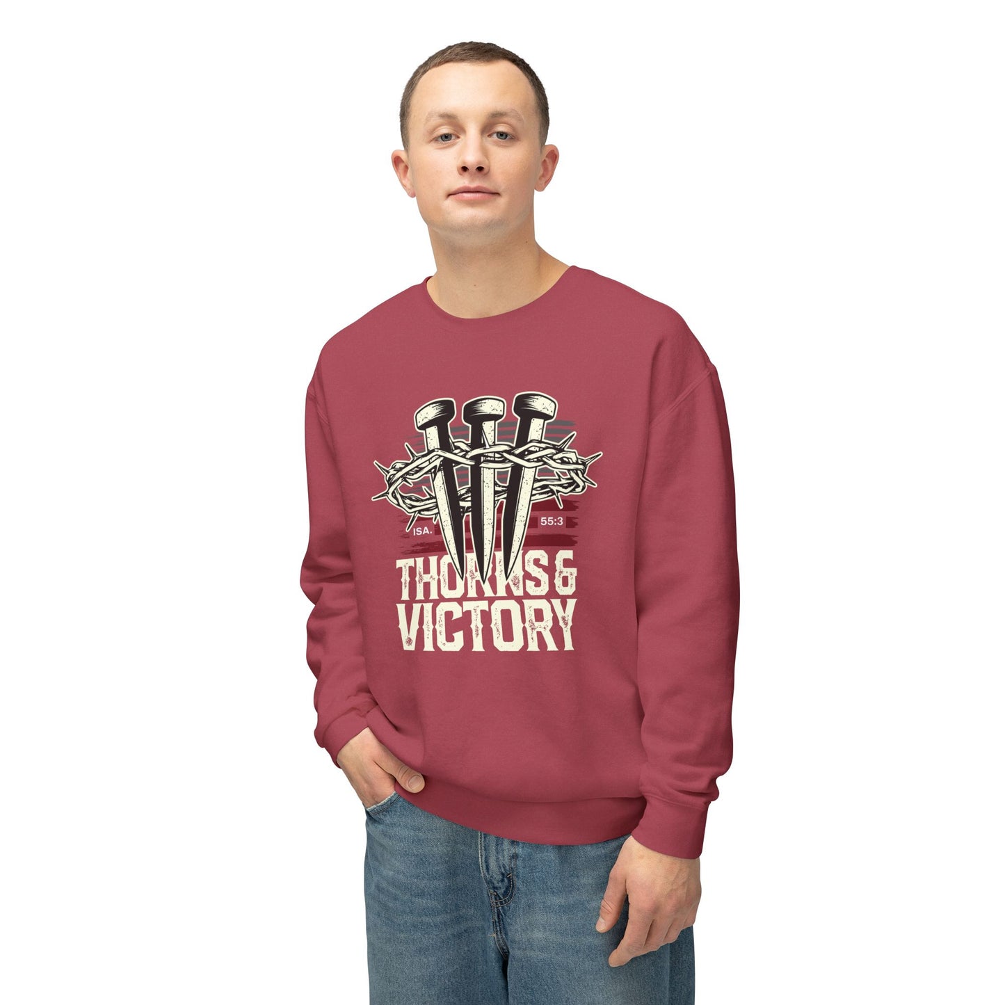 "Thorns & Victory" Unisex Lightweight Crewneck Sweatshirt - The Shield of Light